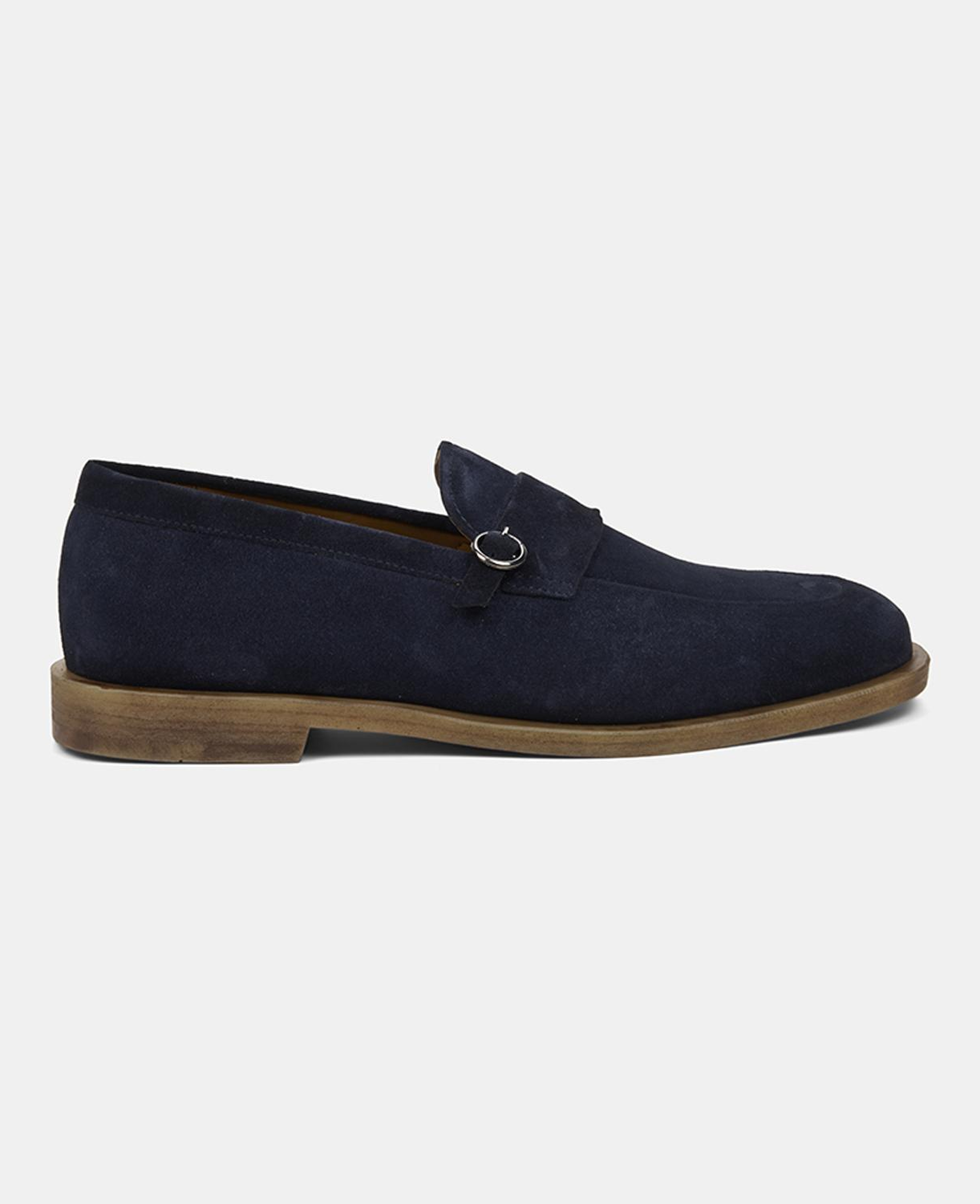 Erkek Lacivert Metal Detaylı Süet Loafer