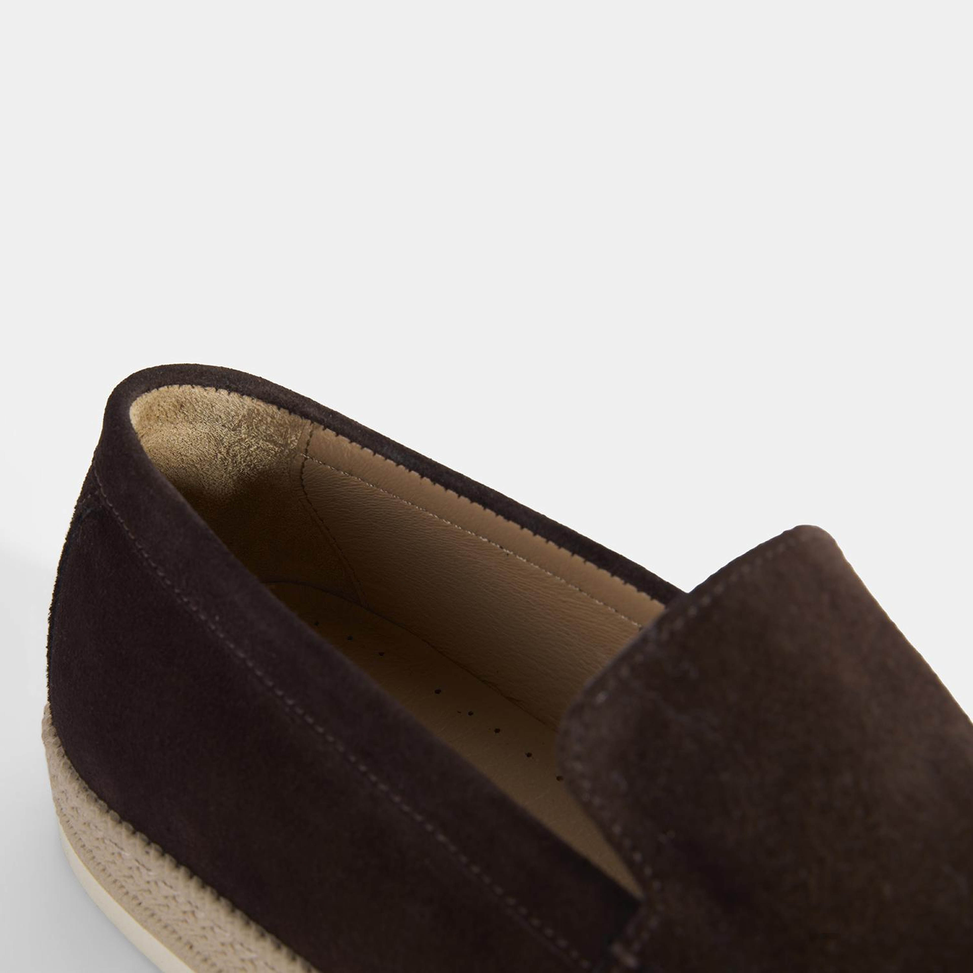 Erkek Kahve Hasır Detaylı Süet Deri Loafer