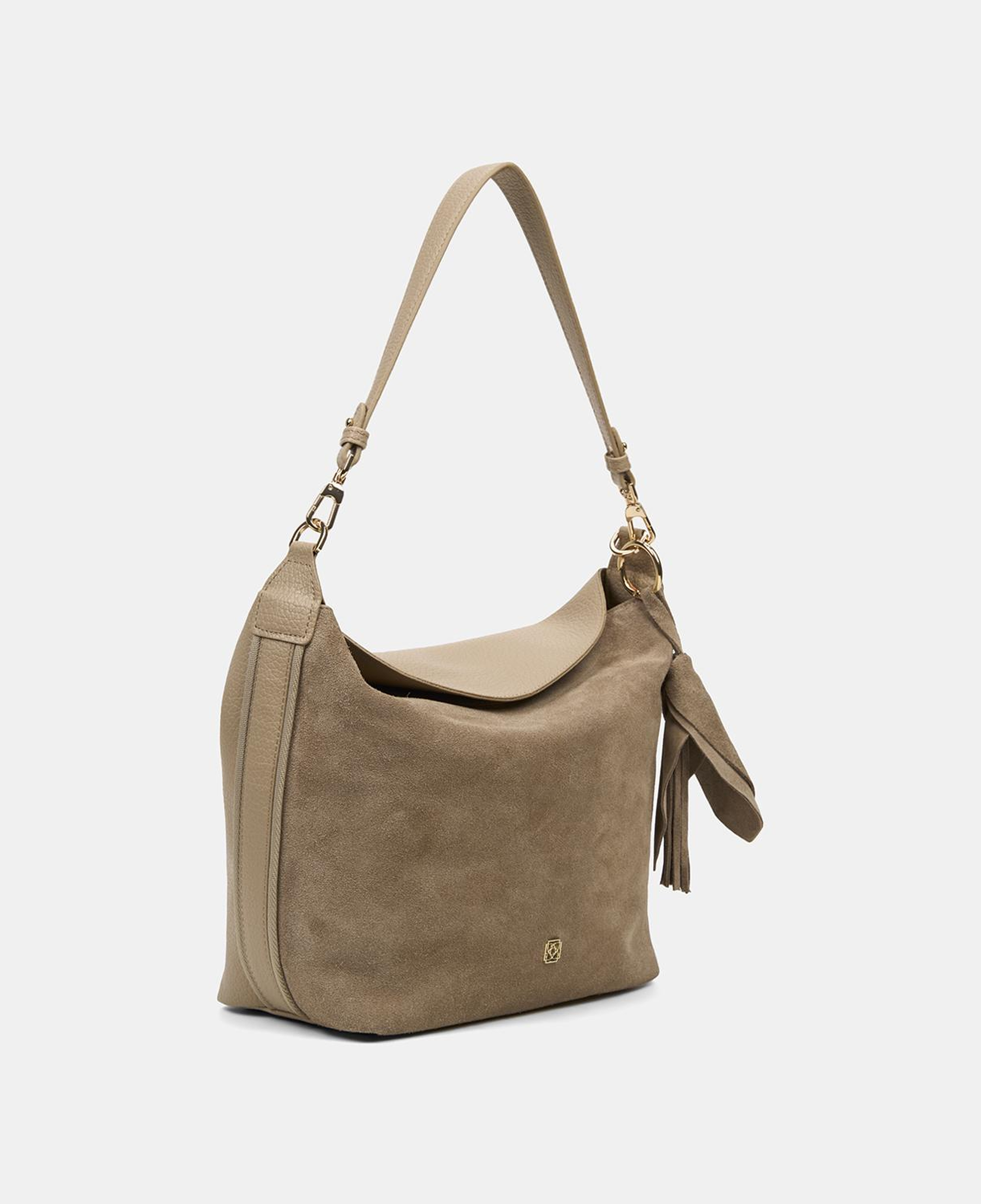 Kadın Bej Püskül Aksesuarlı Omuz Çantası