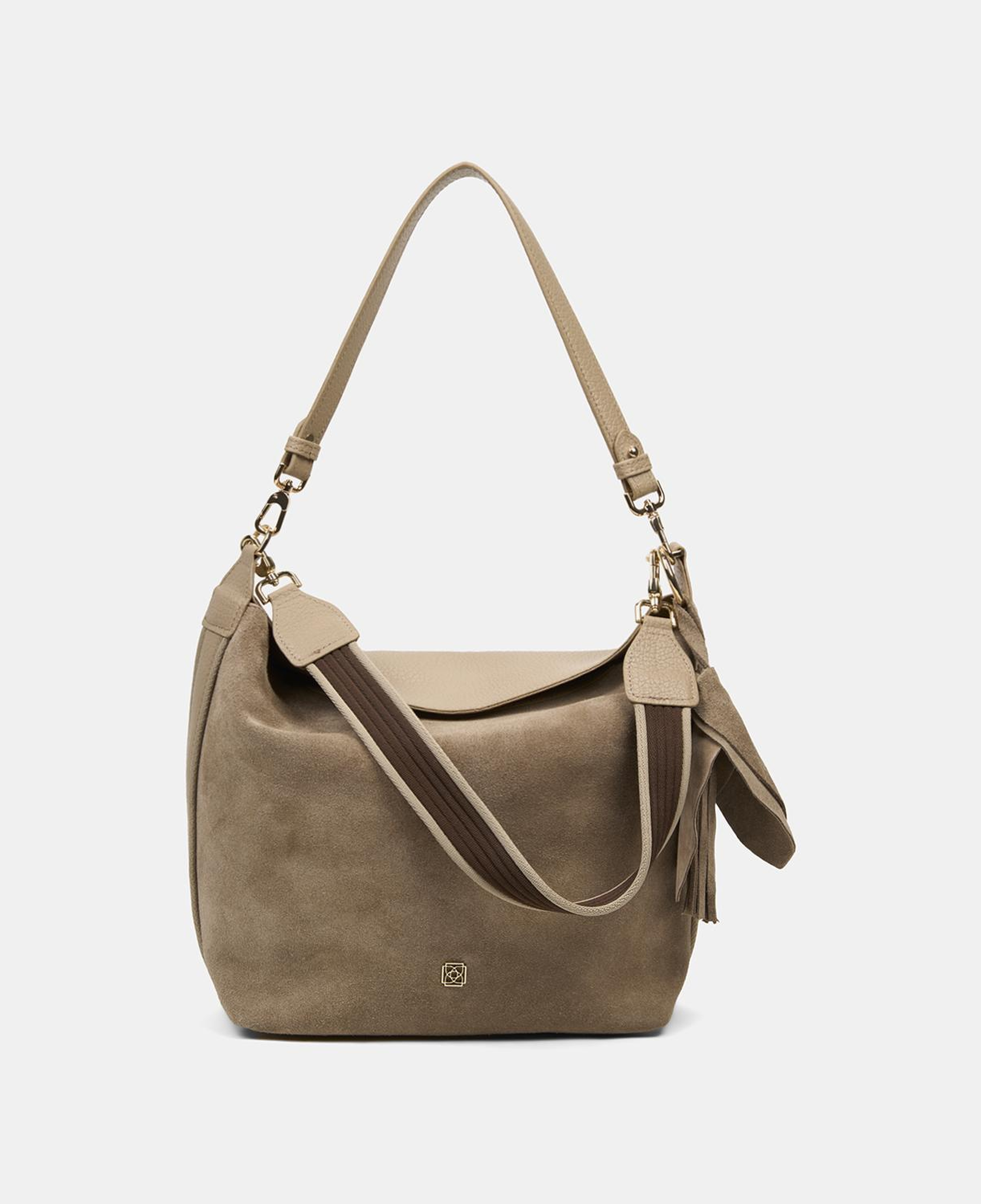 Kadın Bej Püskül Aksesuarlı Omuz Çantası