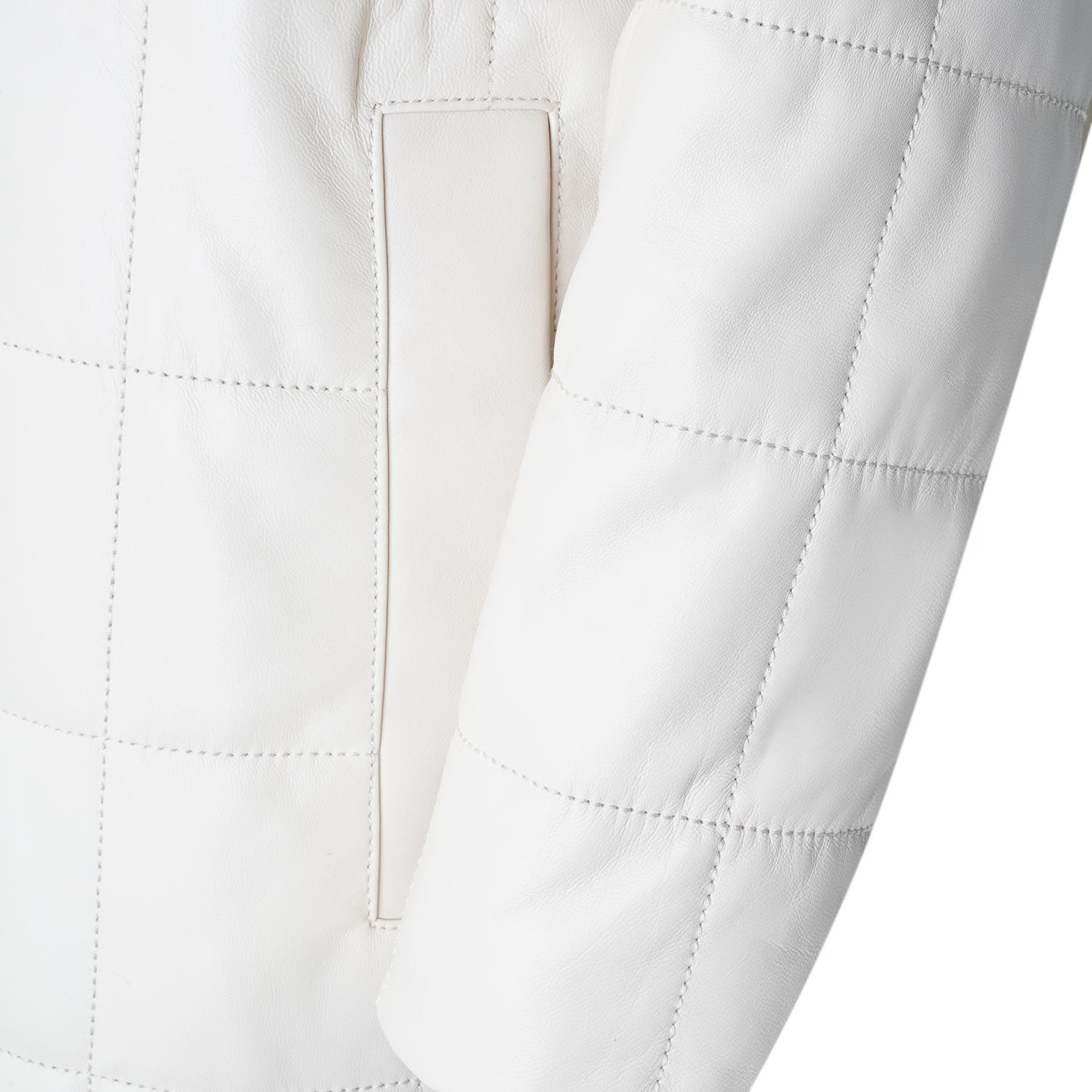 Mita Krem Kadın Kapüşonlu Deri Puffer Kaban