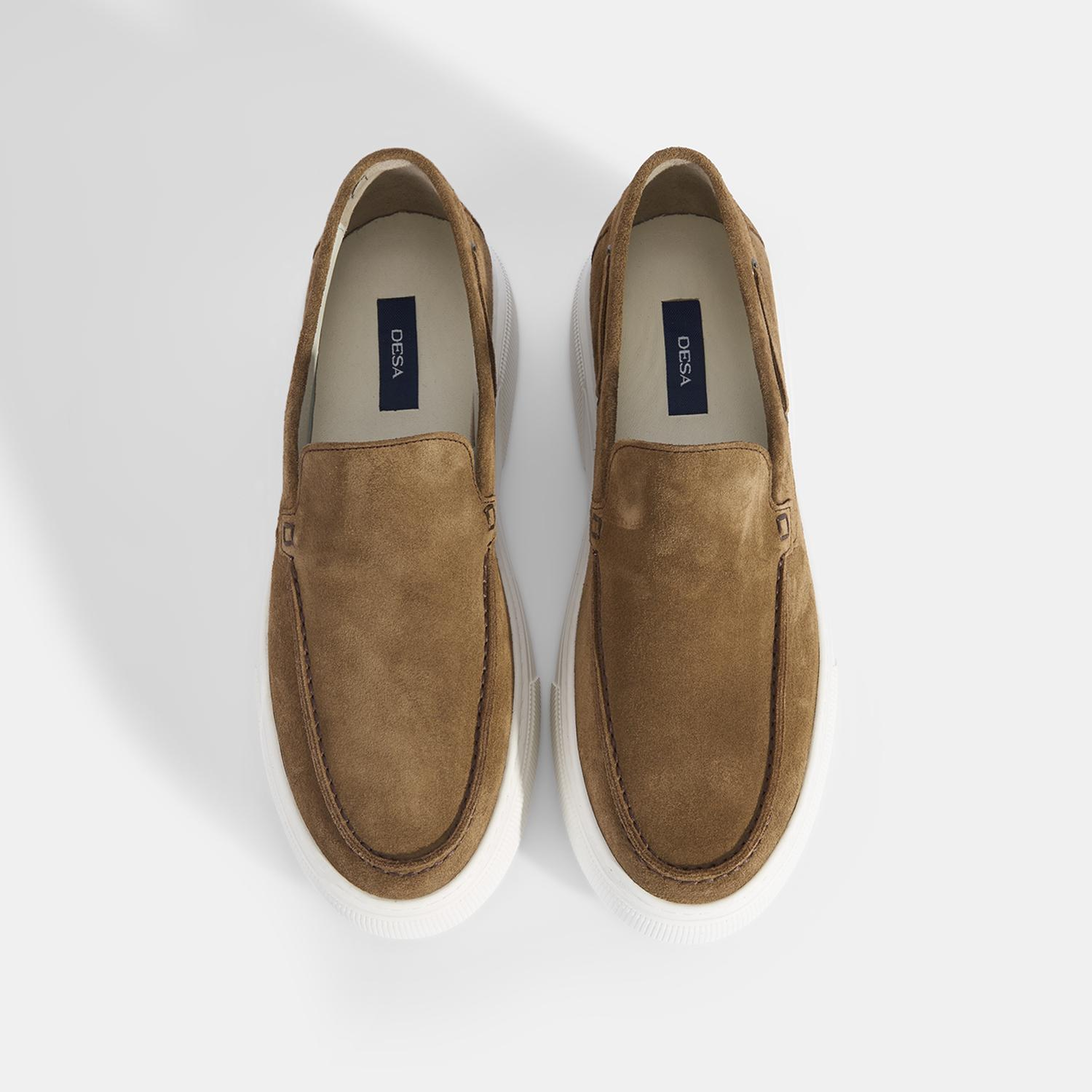 Erkek Taba Kalın Beyaz Tabanlı Süet Loafer