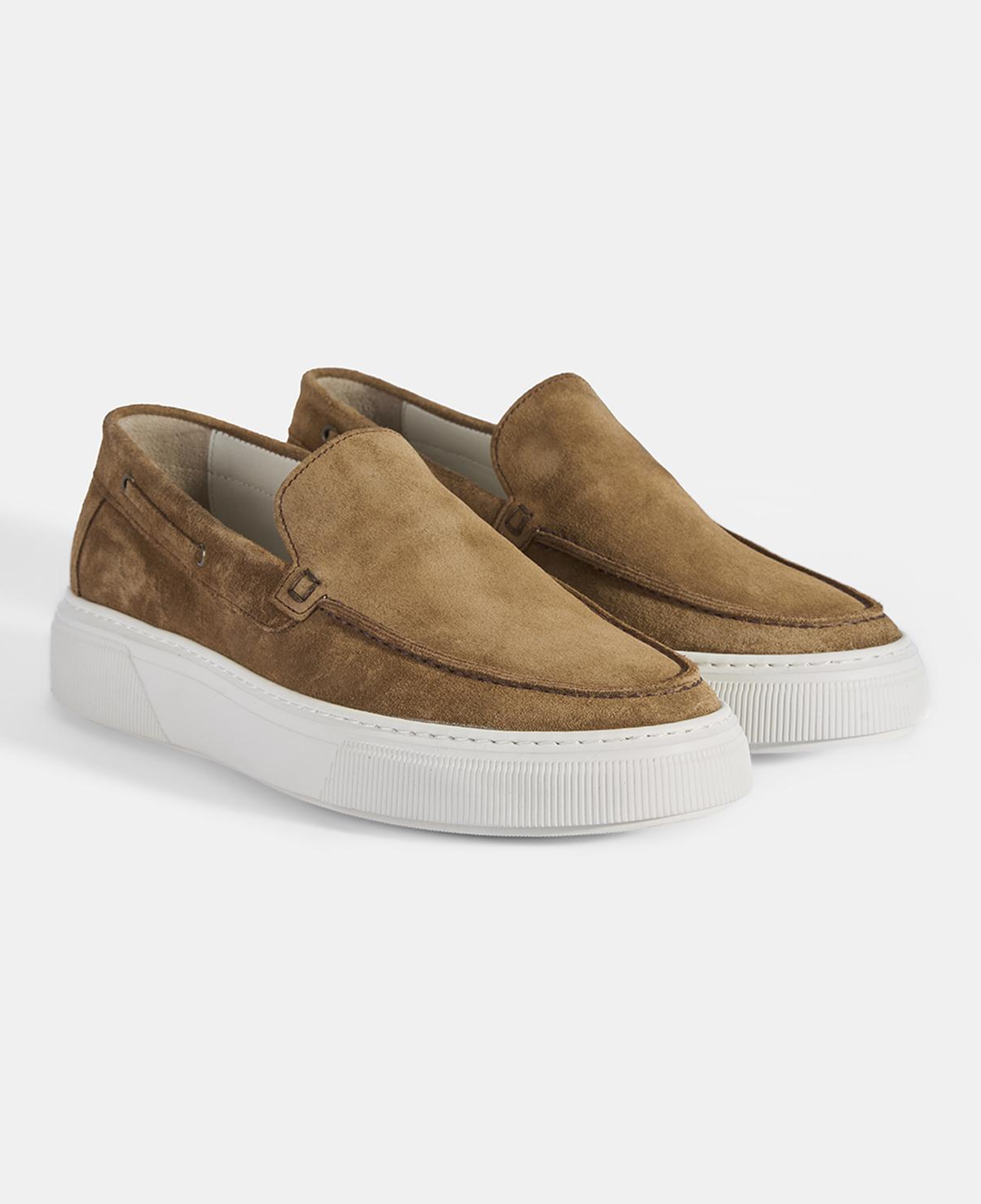 Erkek Taba Kalın Beyaz Tabanlı Süet Loafer