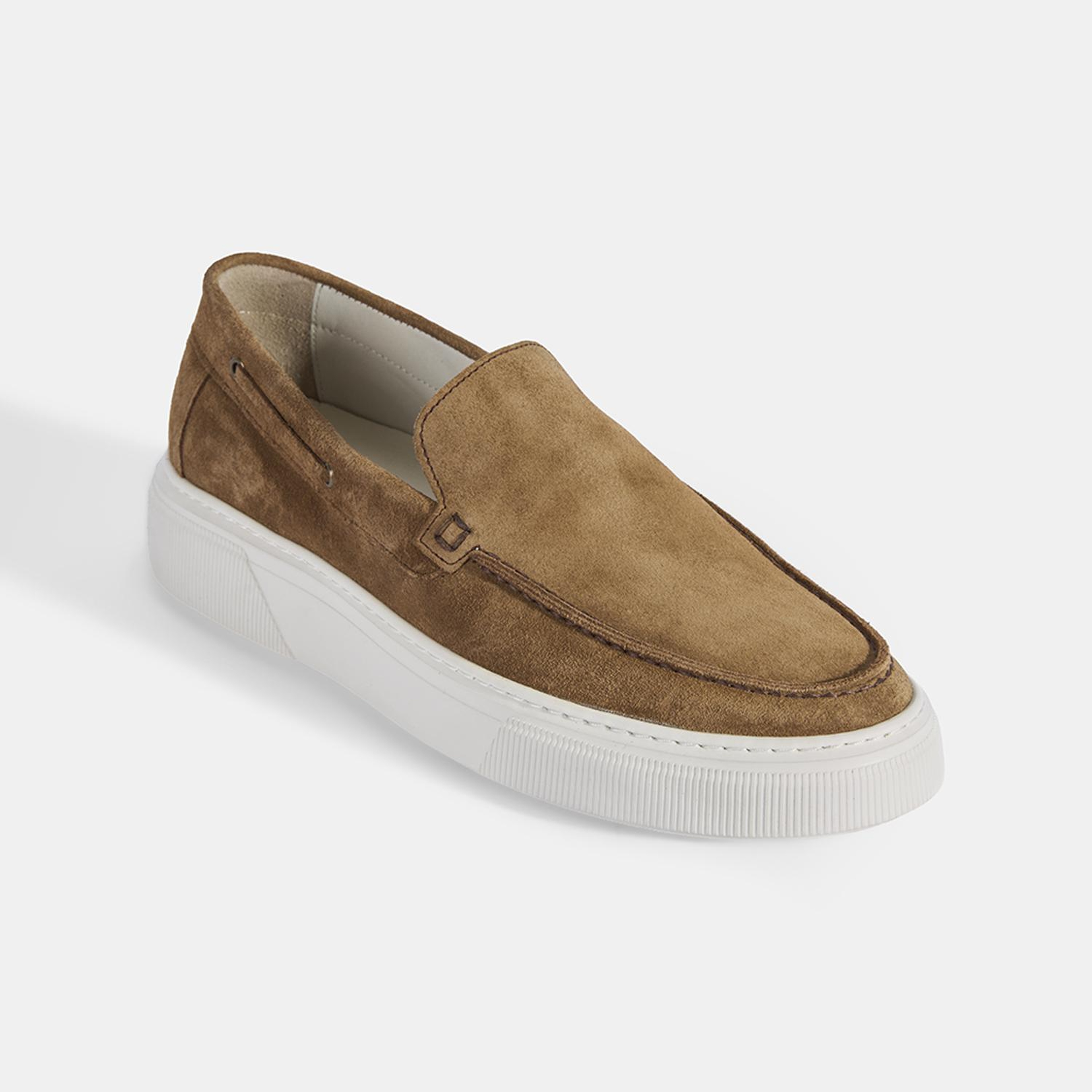 Erkek Taba Kalın Beyaz Tabanlı Süet Loafer