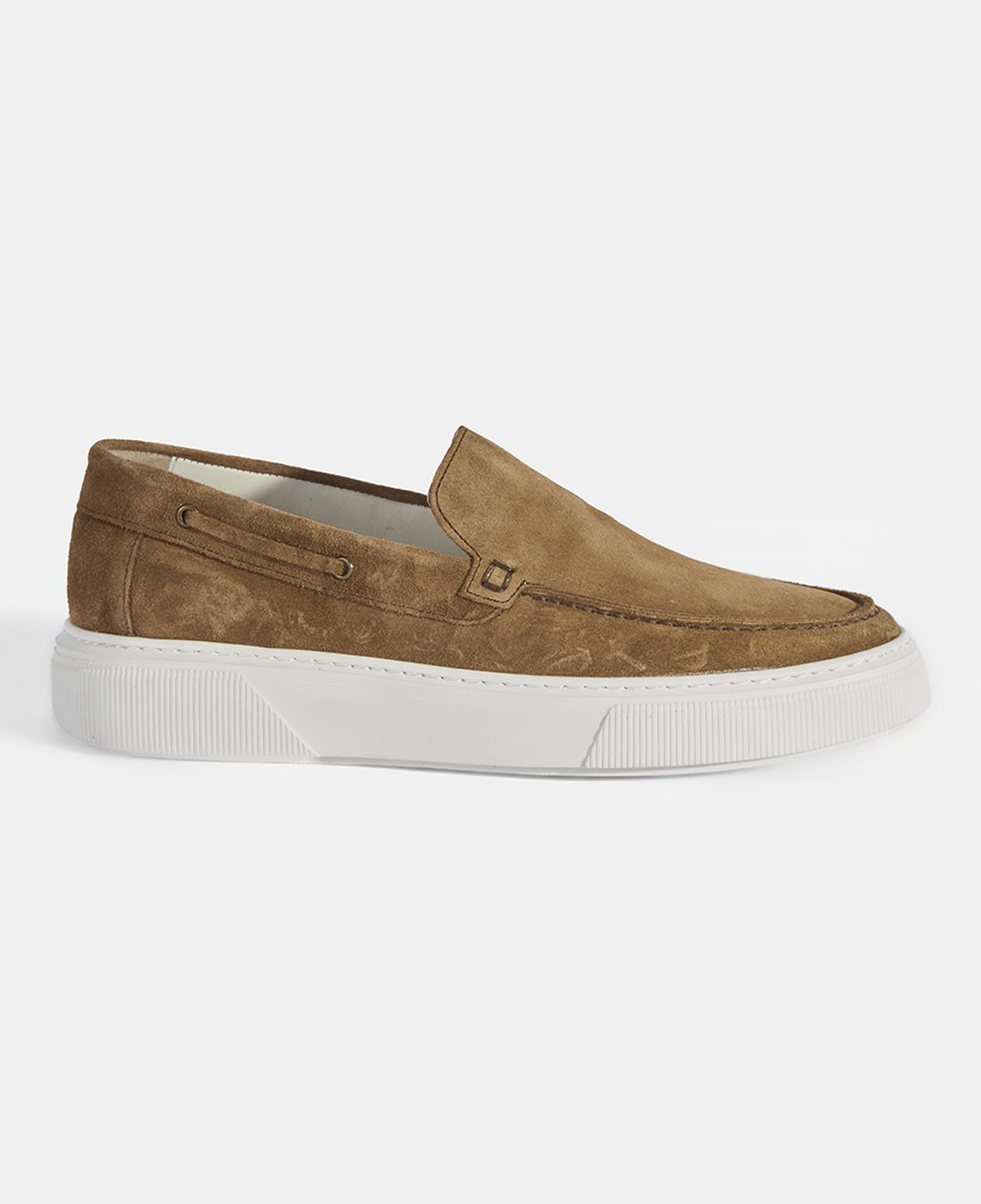 Erkek Taba Kalın Beyaz Tabanlı Süet Loafer
