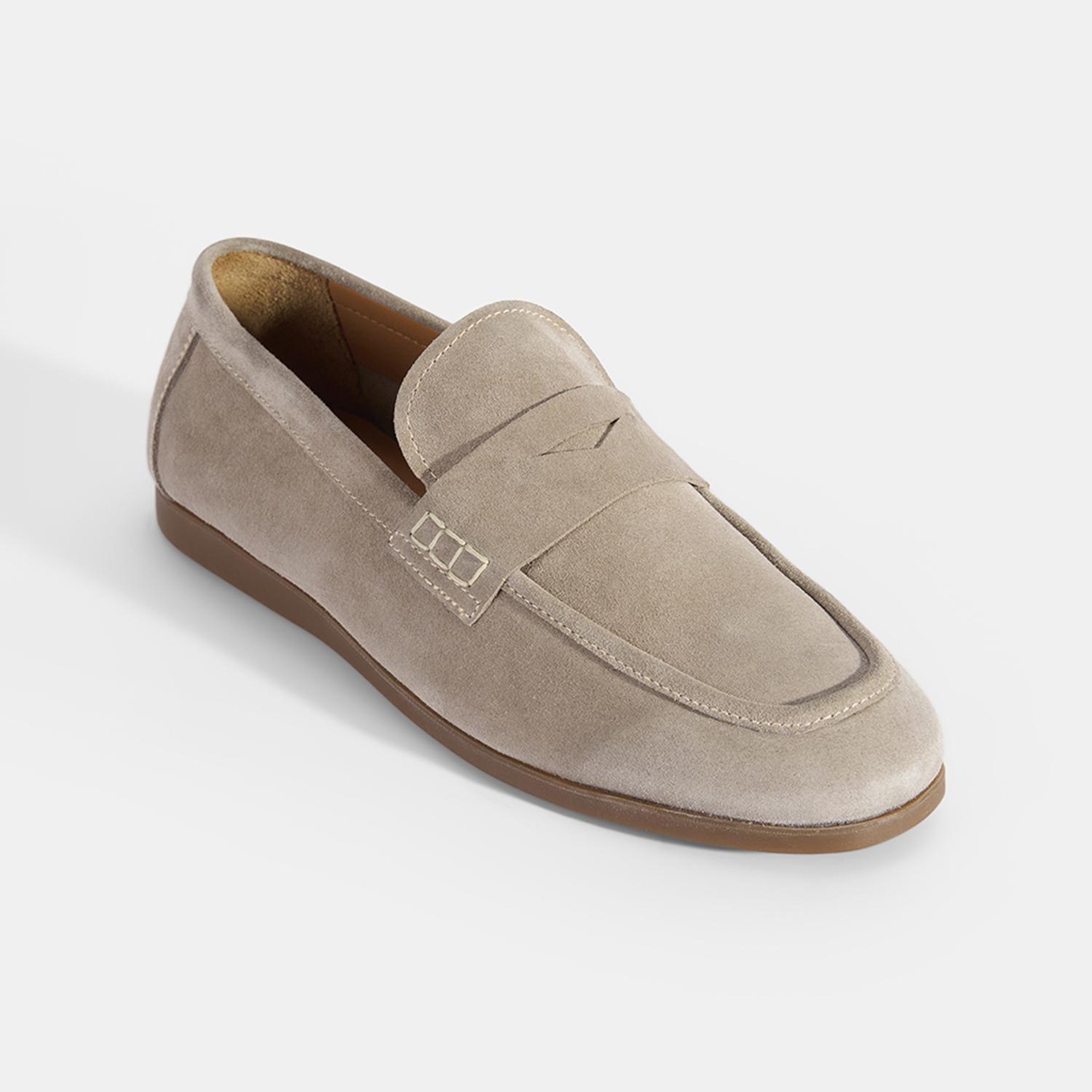 Erkek Bej Klasik Süet Deri Loafer