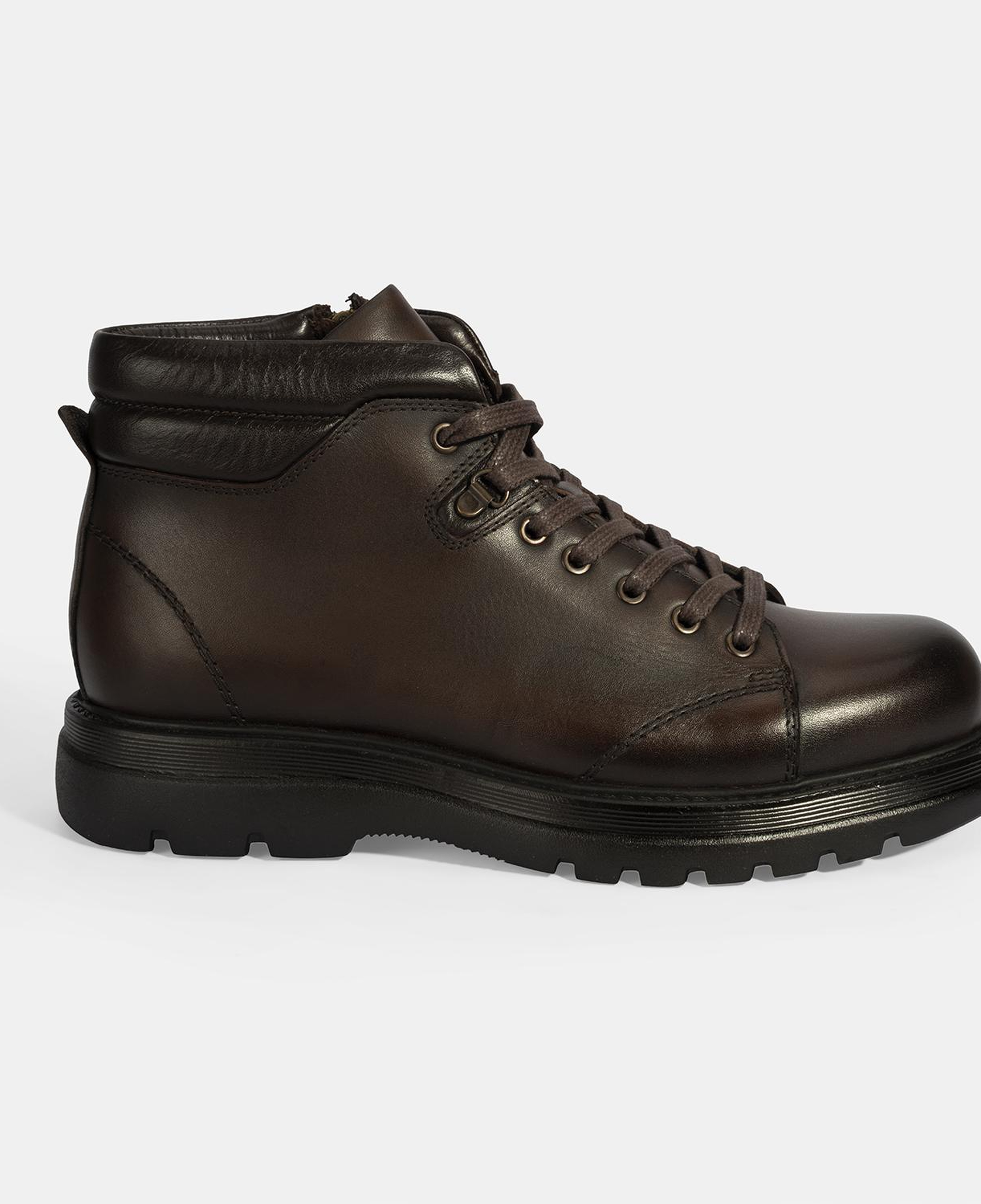 Erkek Kahve Bağcıklı Deri Bot