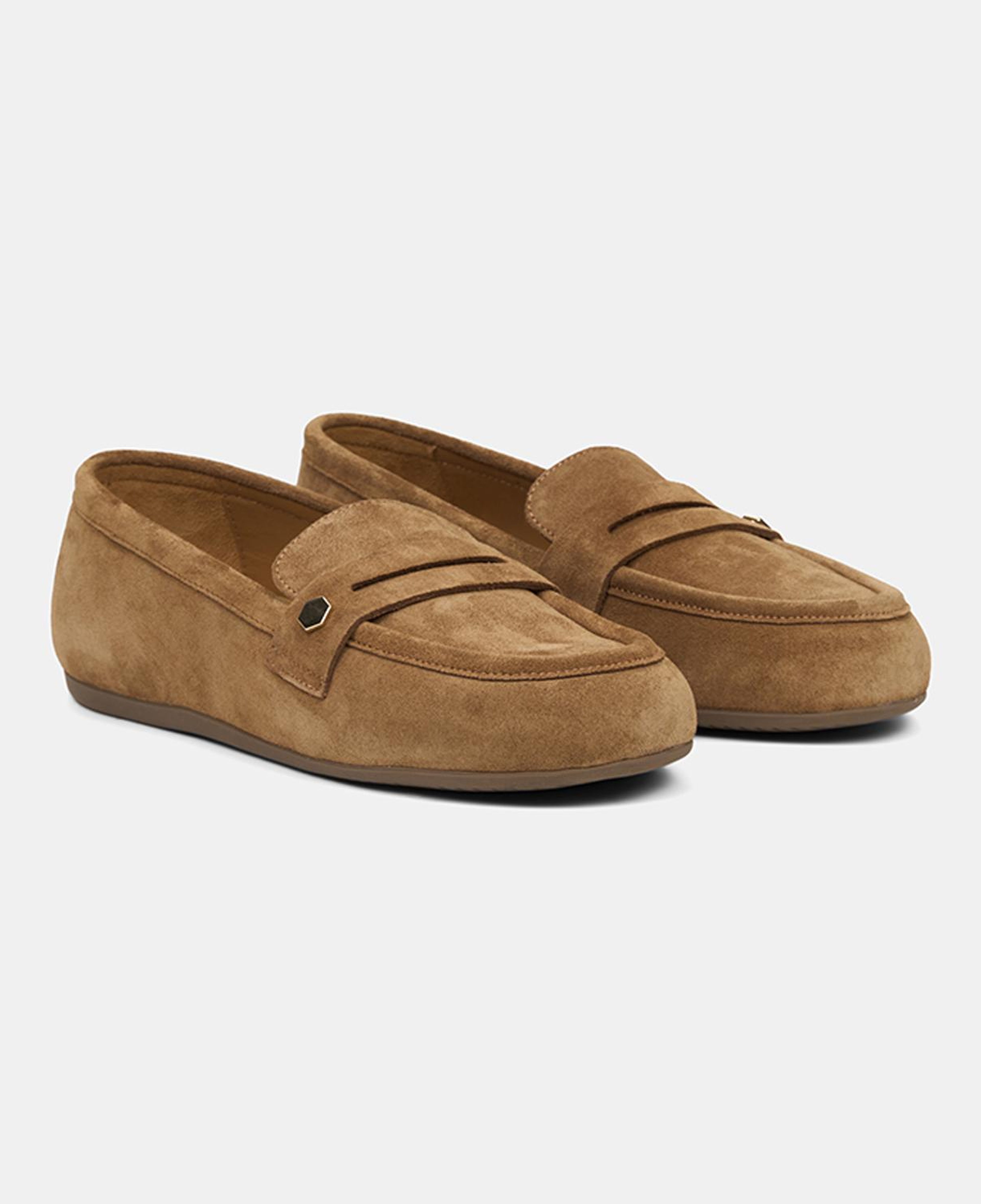 Kadın Taba Metal Detaylı Süet Loafer