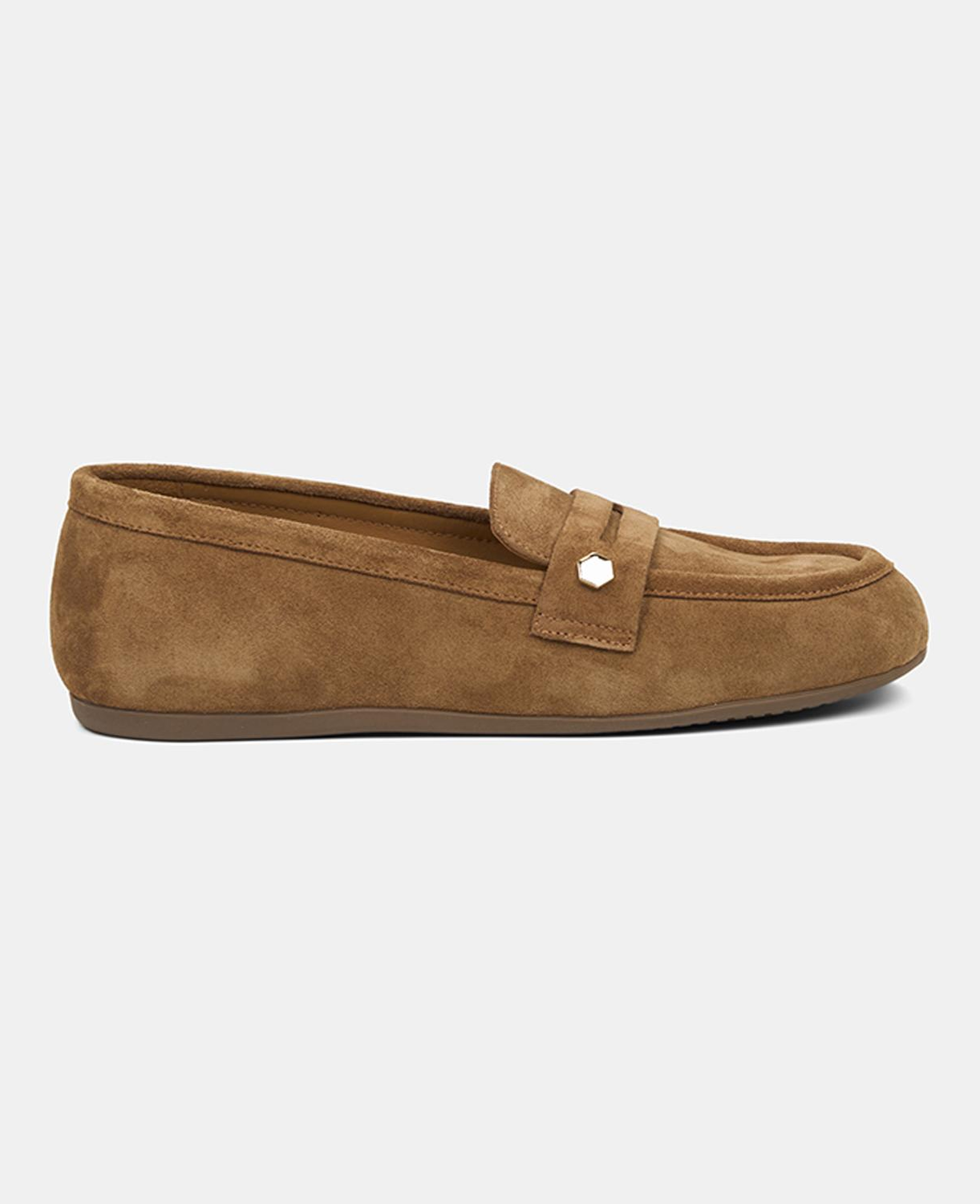 Kadın Taba Metal Detaylı Süet Loafer