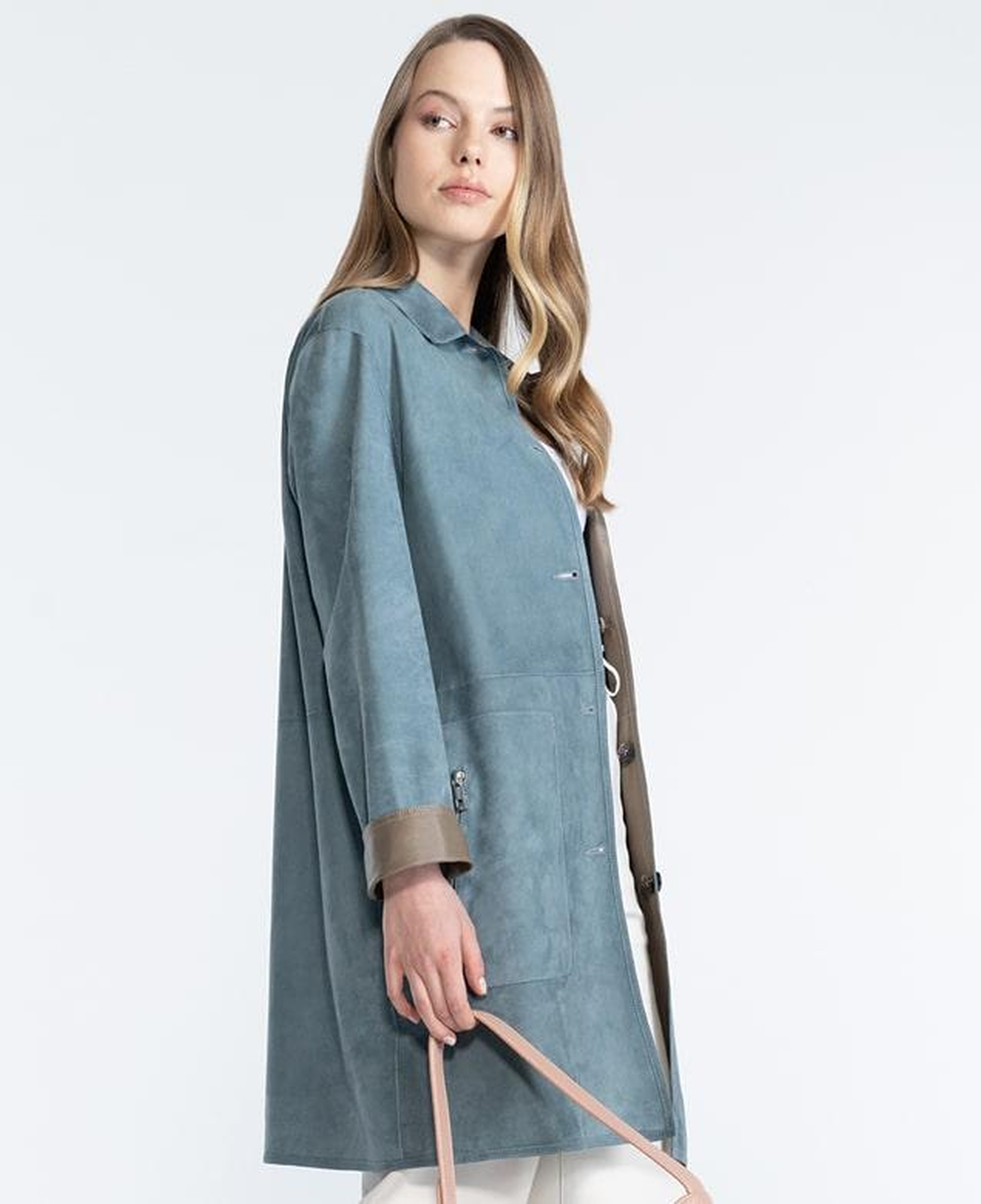 Simonetta Kadın Çift Taraflı Süet Deri Pardösü