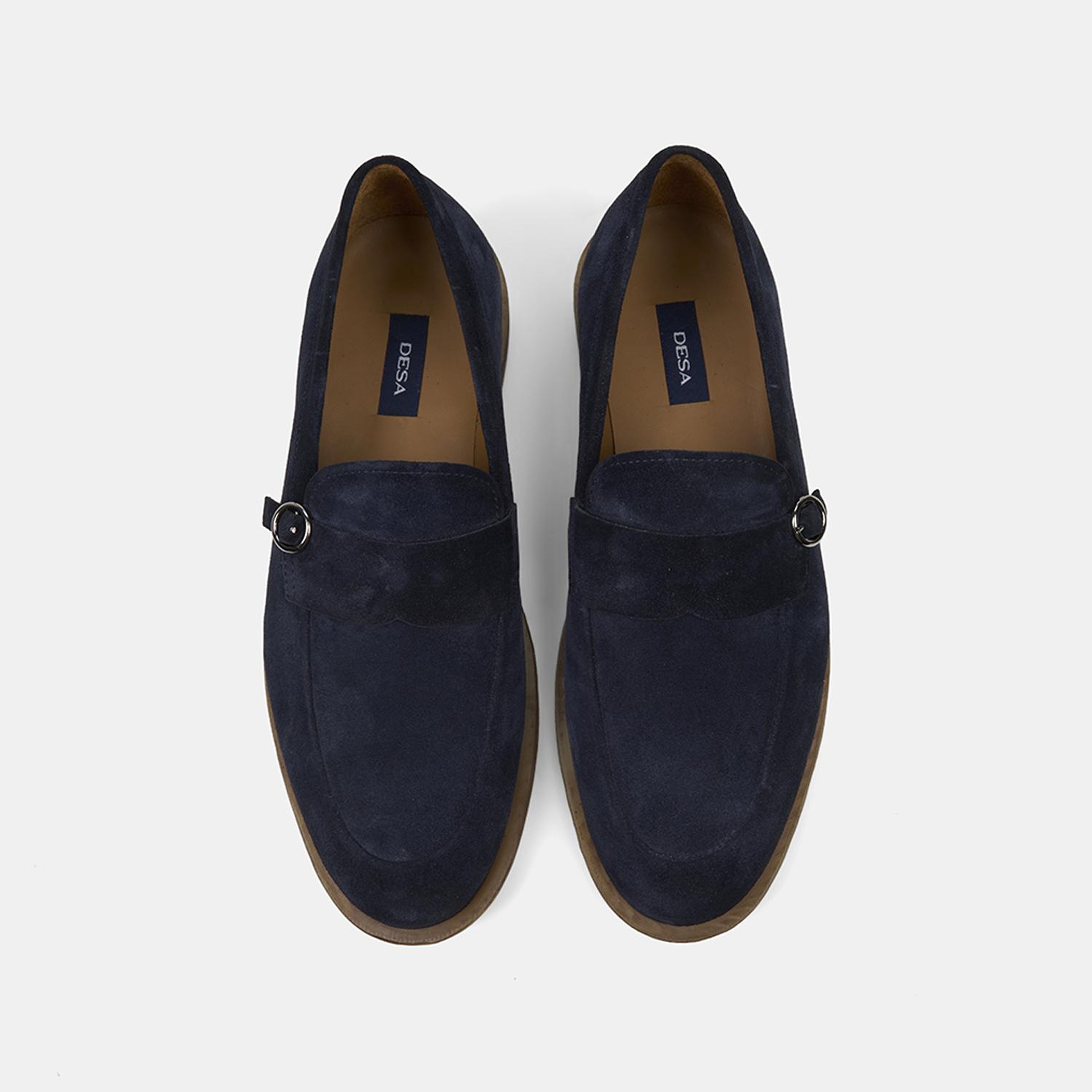 Erkek Lacivert Metal Detaylı Süet Loafer
