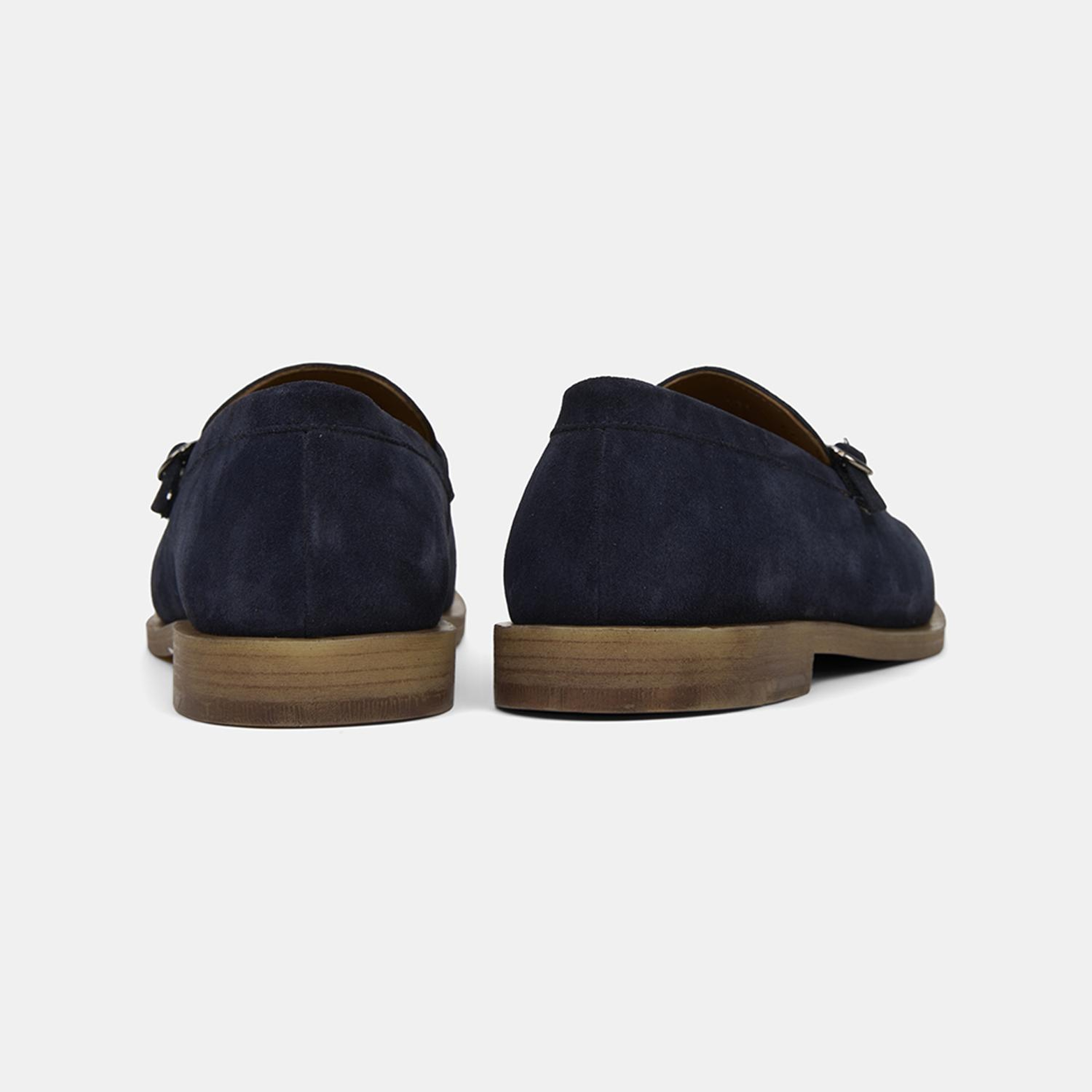 Erkek Lacivert Metal Detaylı Süet Loafer