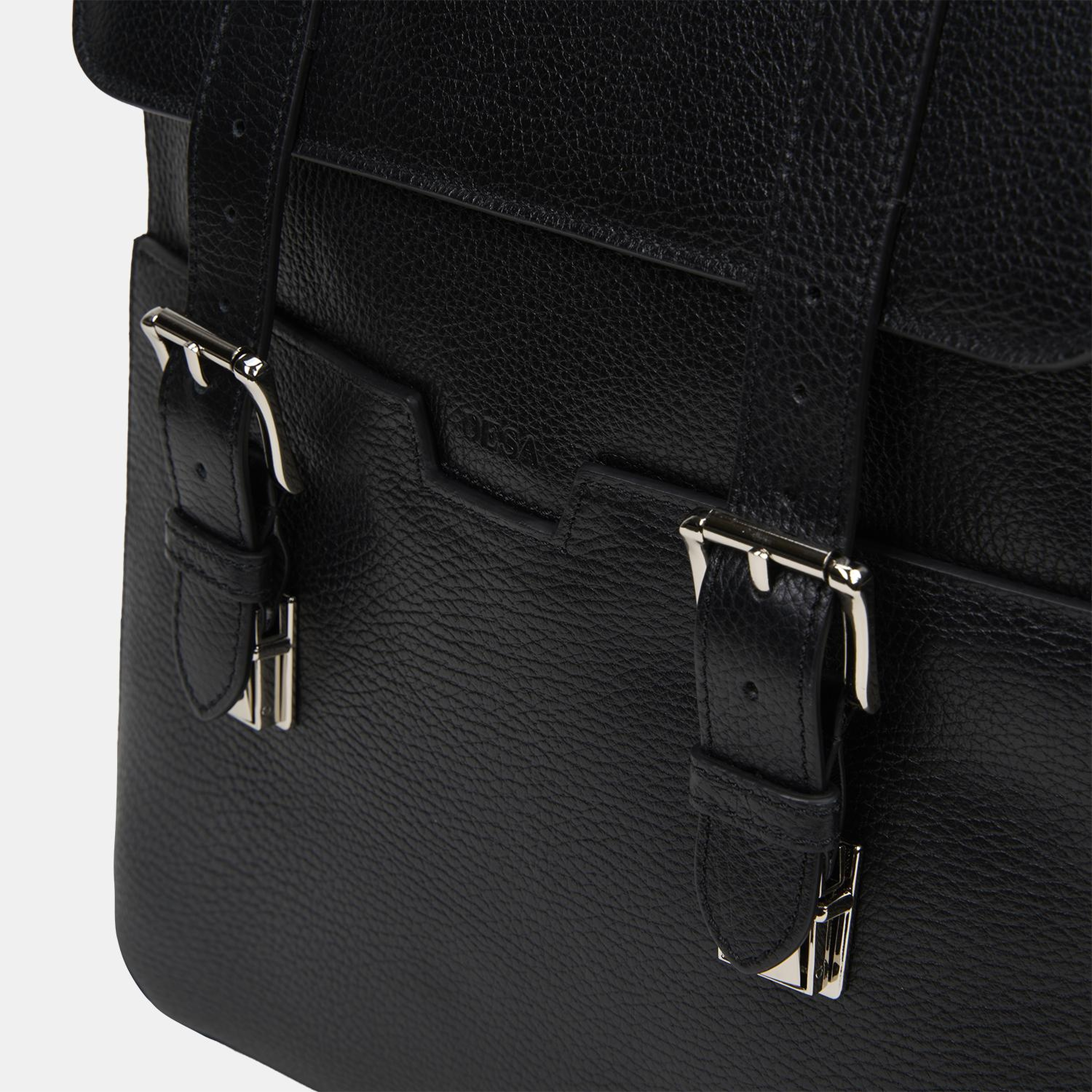 Erkek Siyah Deri Laptop Sırt Çantası 14"