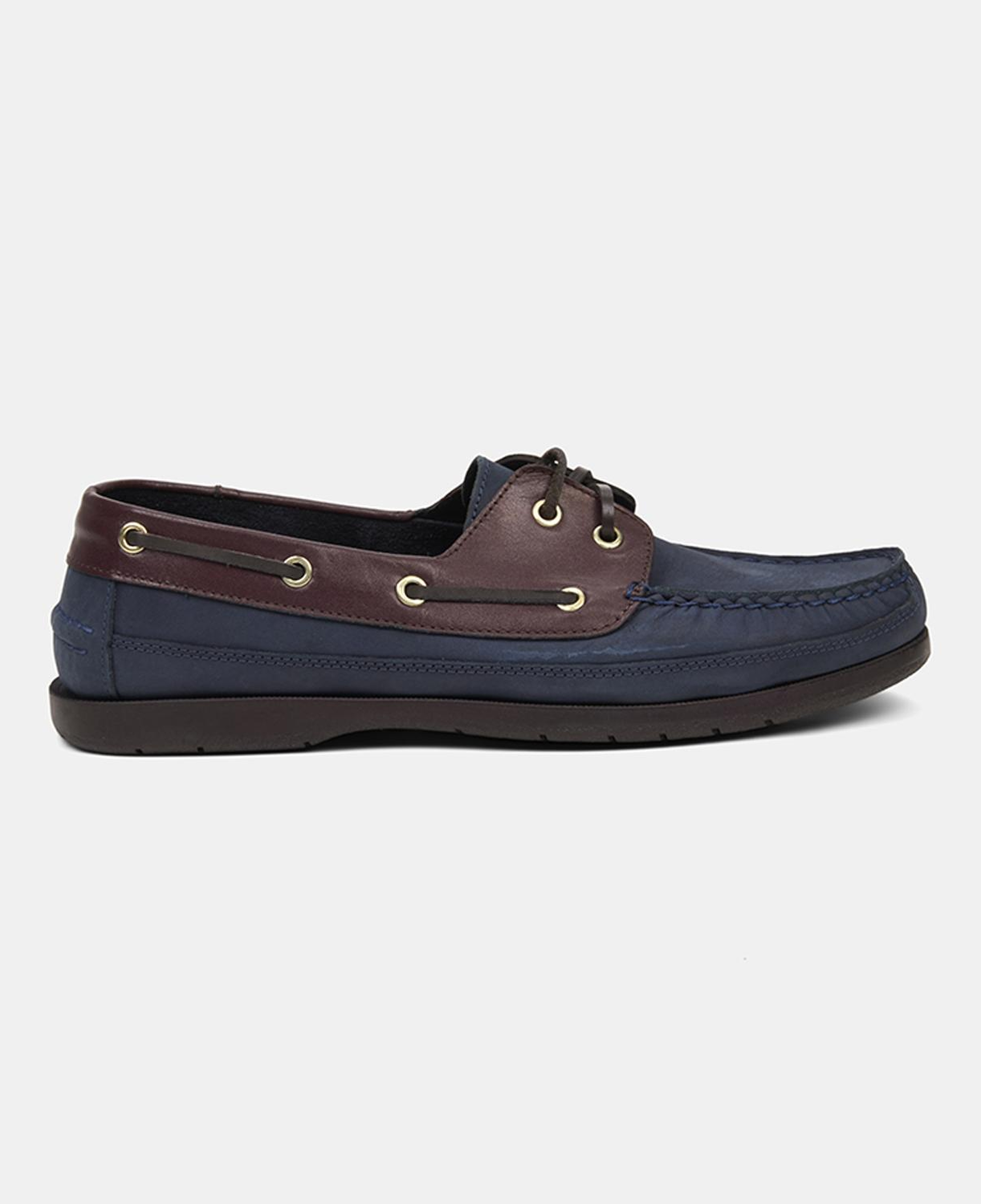 Erkek Lacivert - Bordo Detaylı Nubuk Deri Loafer
