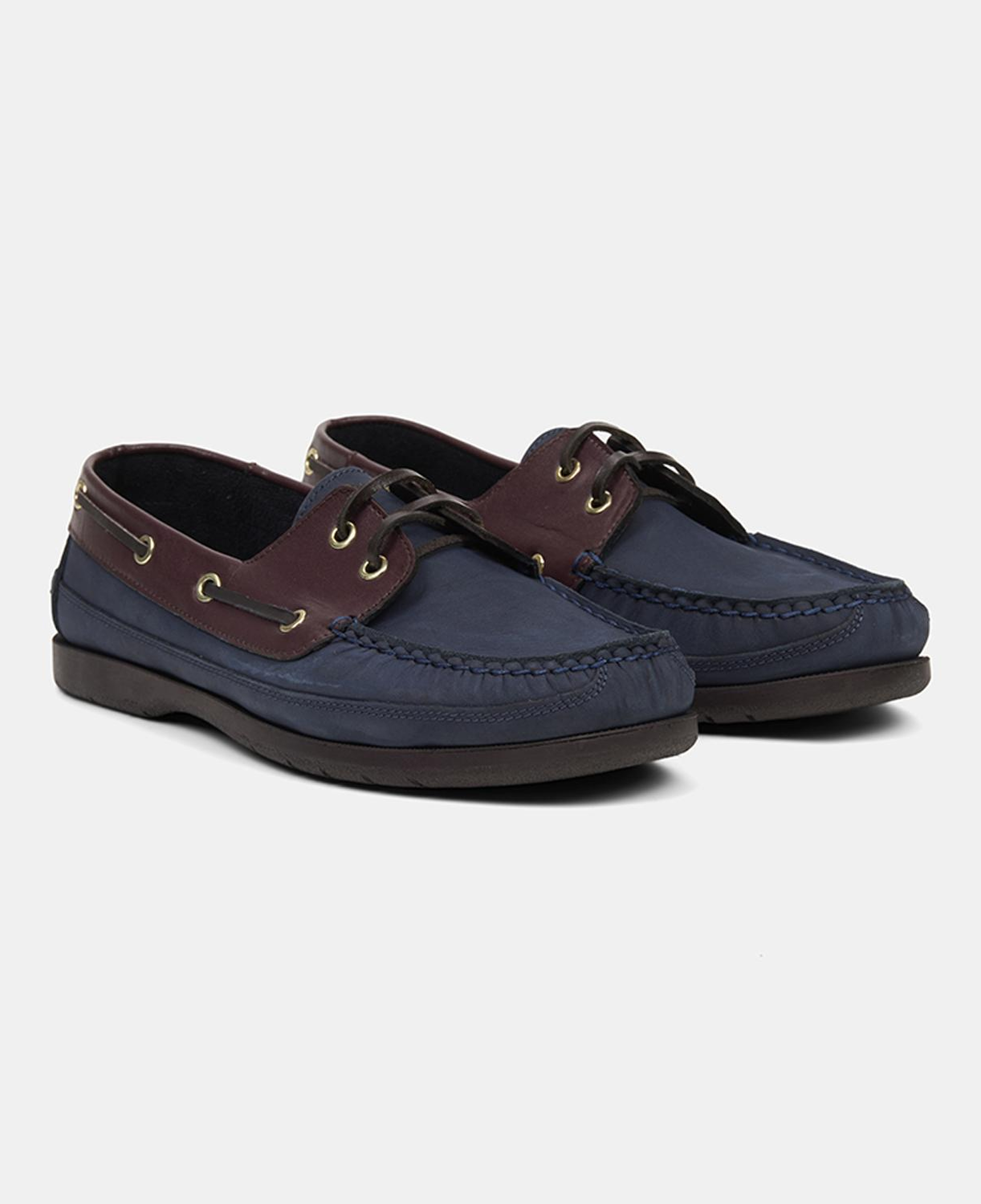 Erkek Lacivert - Bordo Detaylı Nubuk Deri Loafer