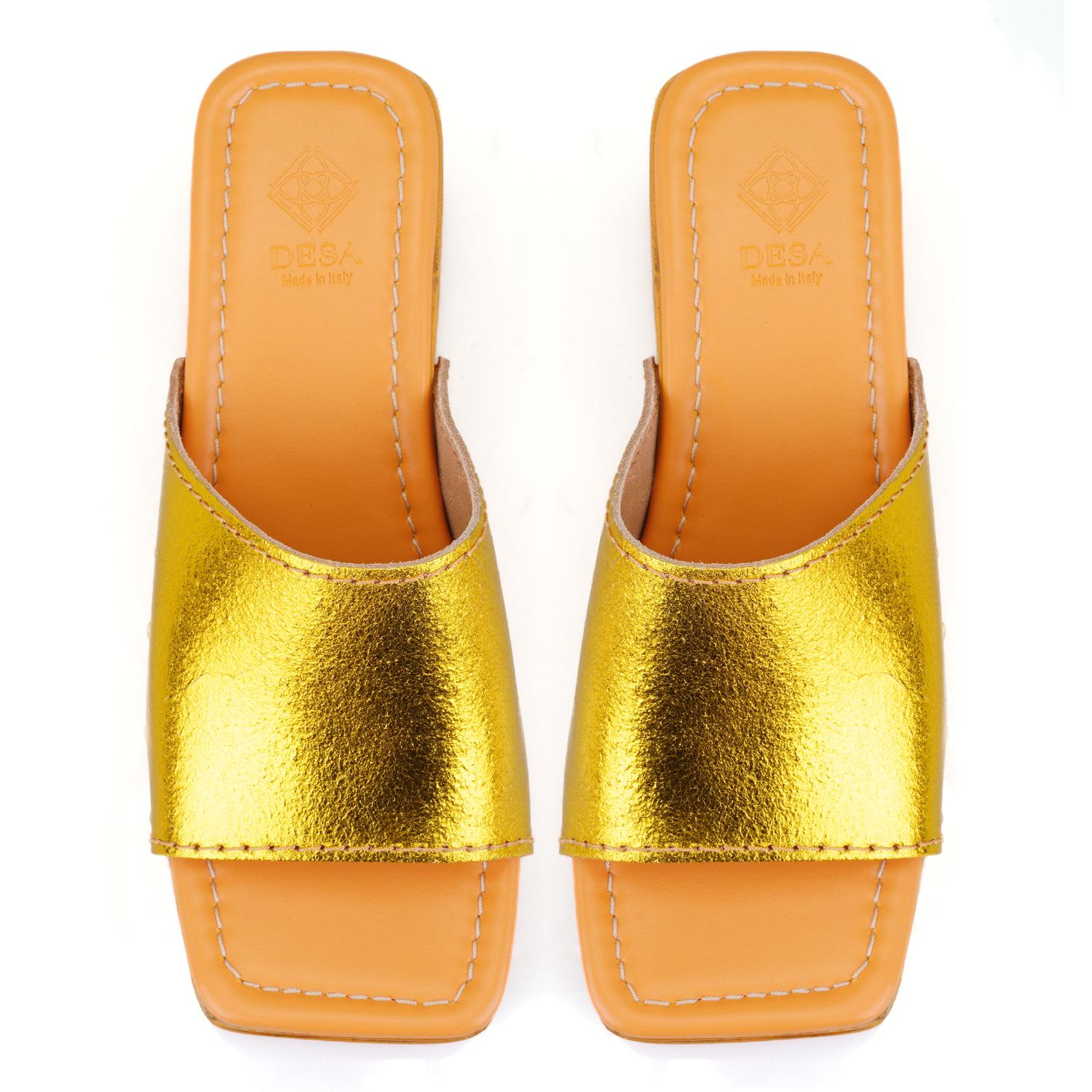 Kadın Sarı Topuklu Deri Terlik