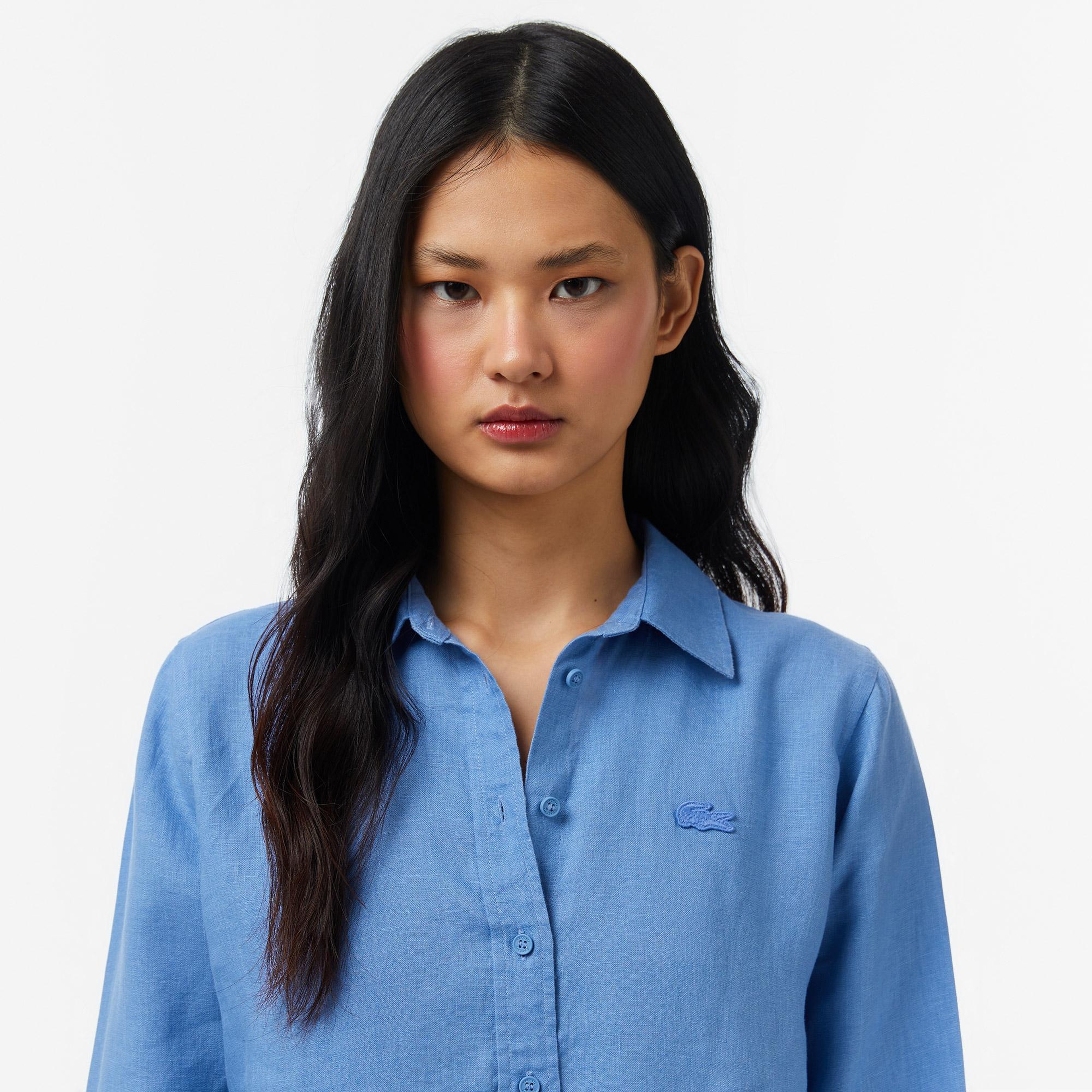 Lacoste Kadın Relaxed Fit Mavi Gömlek