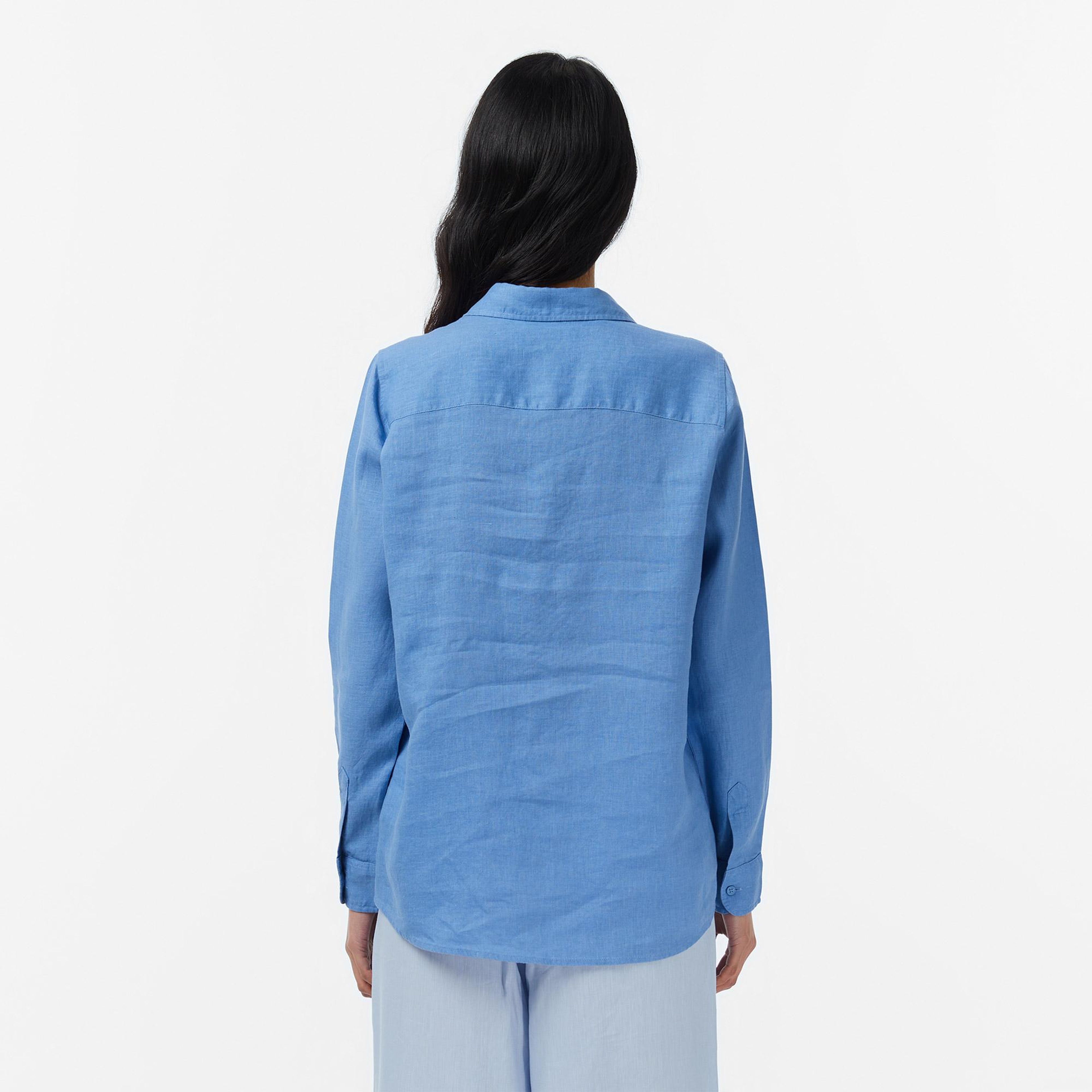 Lacoste Kadın Relaxed Fit Mavi Gömlek