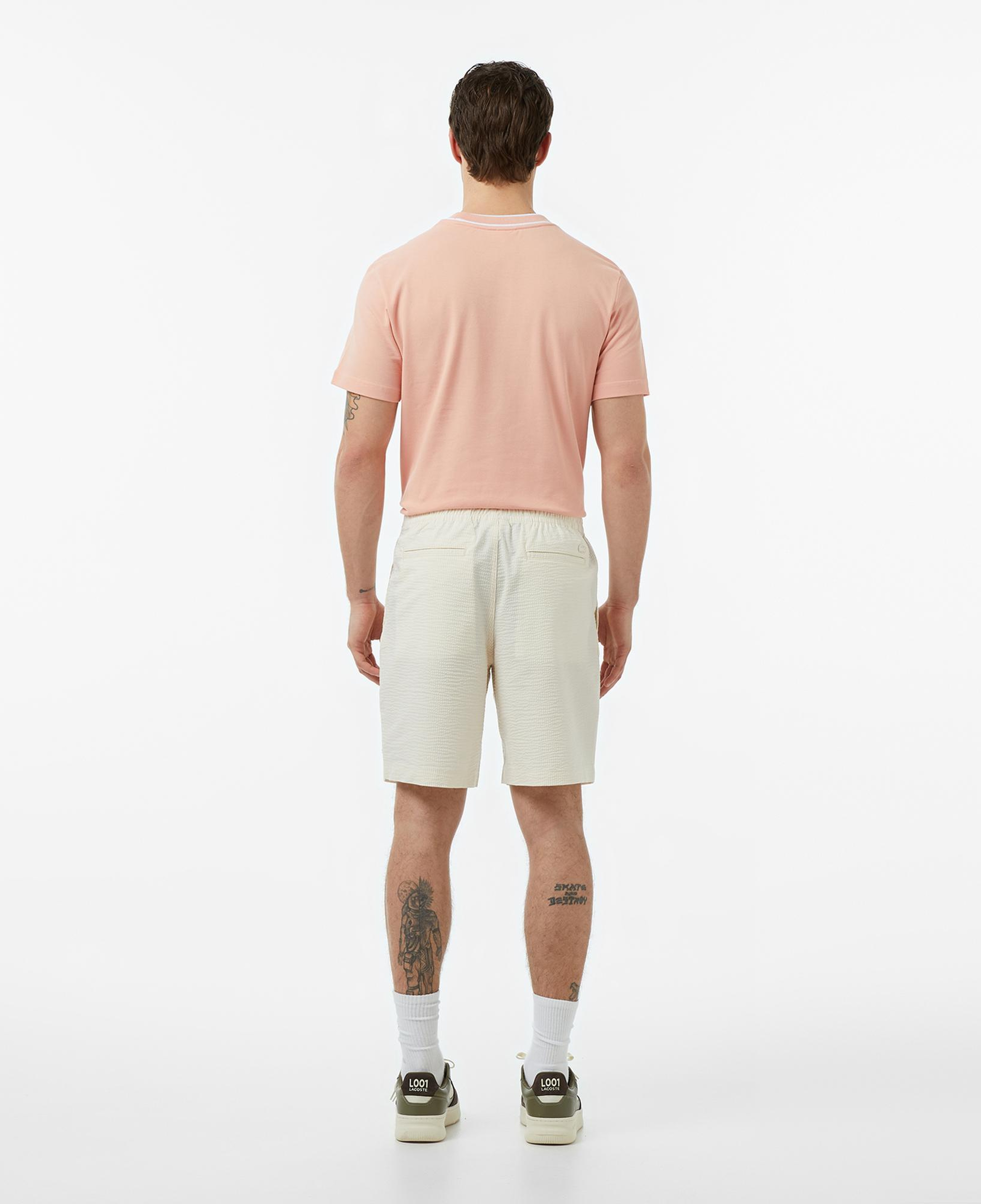 Lacoste Erkek Relaxed Fit Çizgili Beyaz Şort