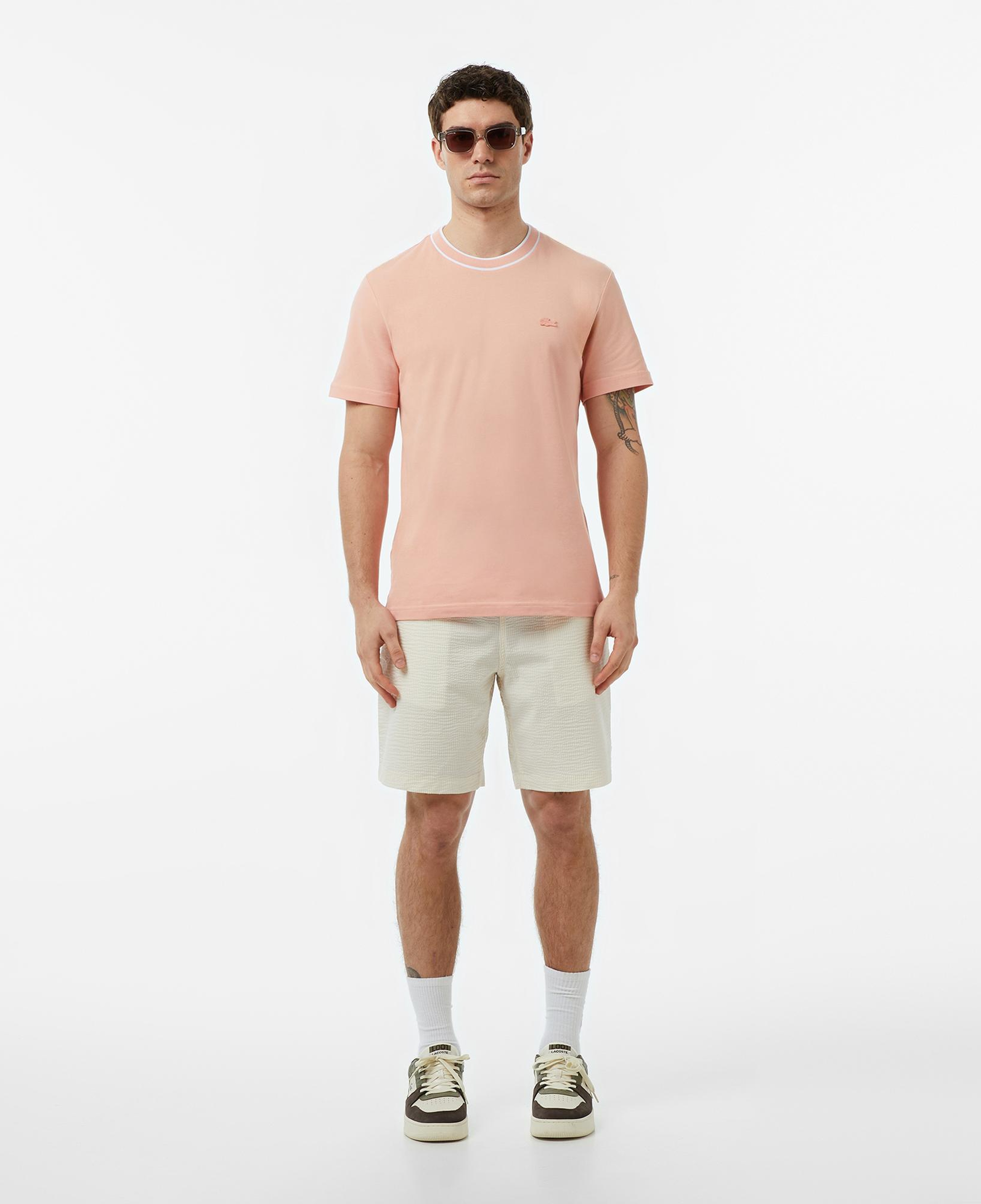 Lacoste Erkek Relaxed Fit Çizgili Beyaz Şort