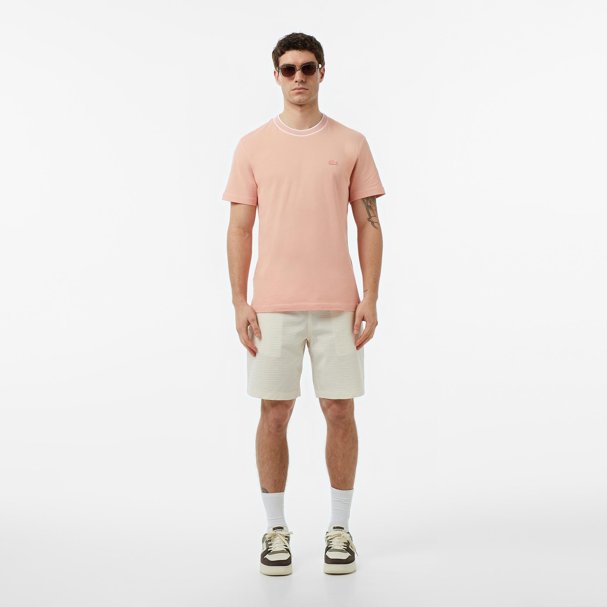 Lacoste Erkek Relaxed Fit Çizgili Beyaz Şort