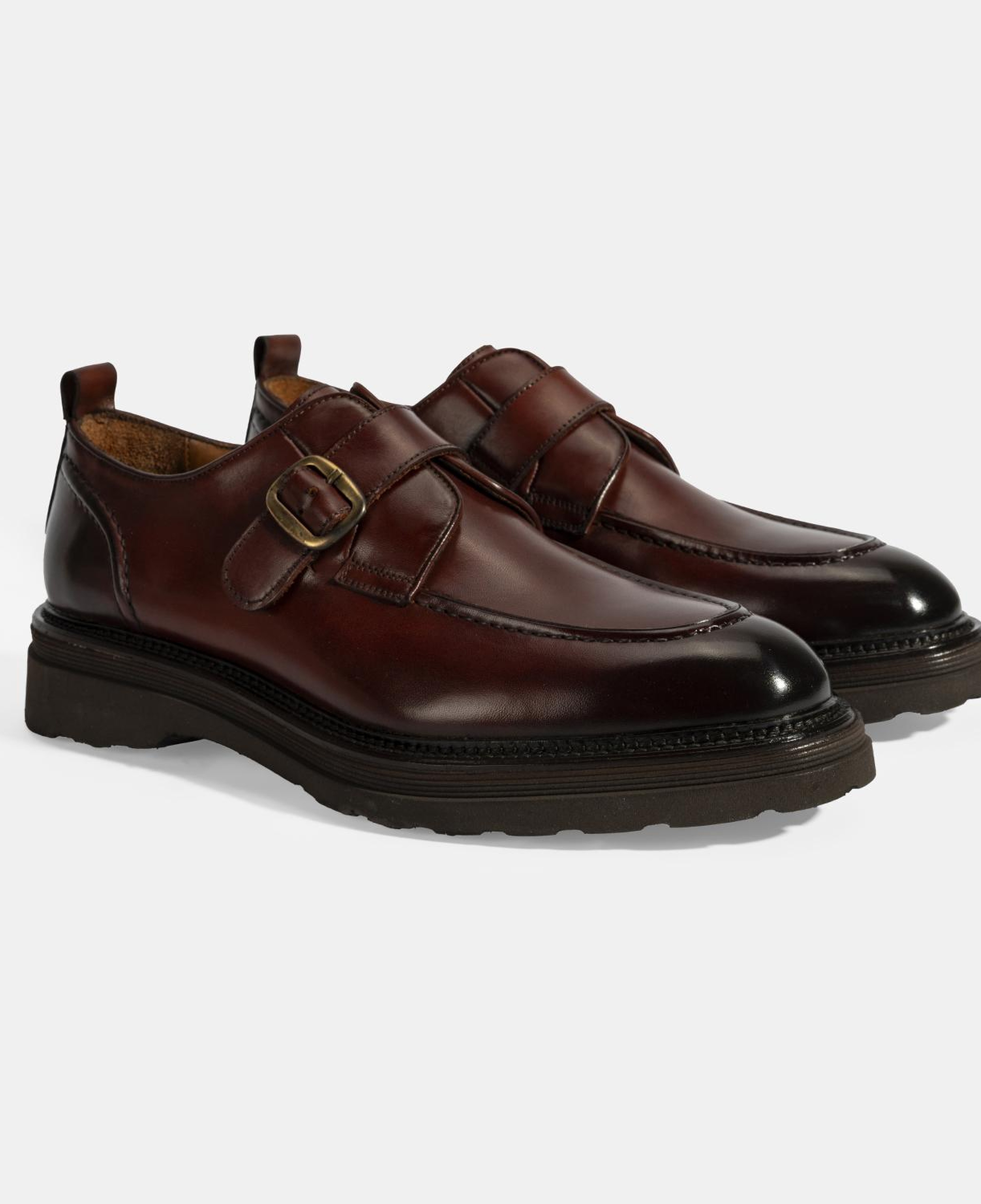 Erkek Kahve Ayarlanabilir Tokalı Deri Günlük Ayakkabı