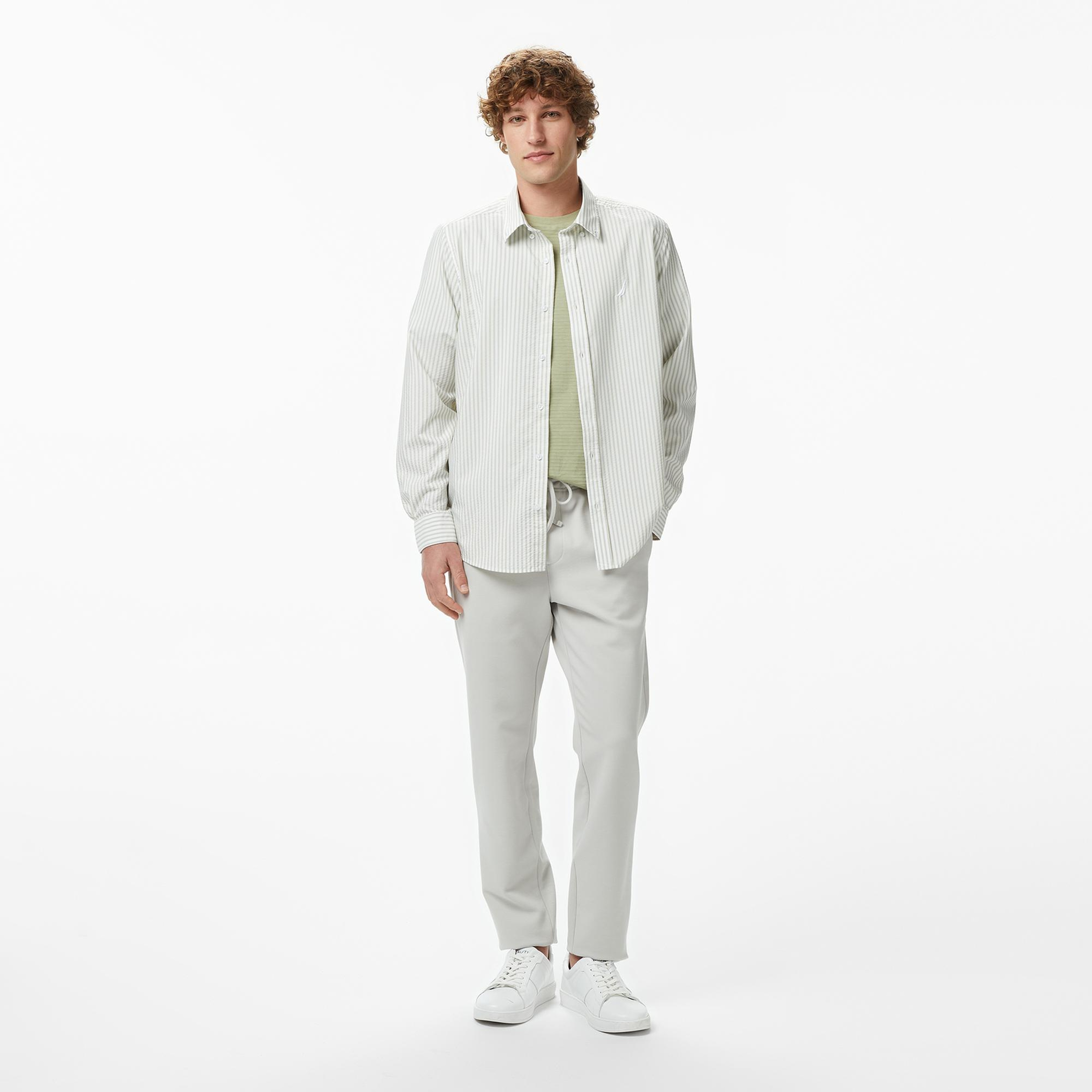 Nautica Erkek Yeşil Regular Fit Çizgili Gömlek