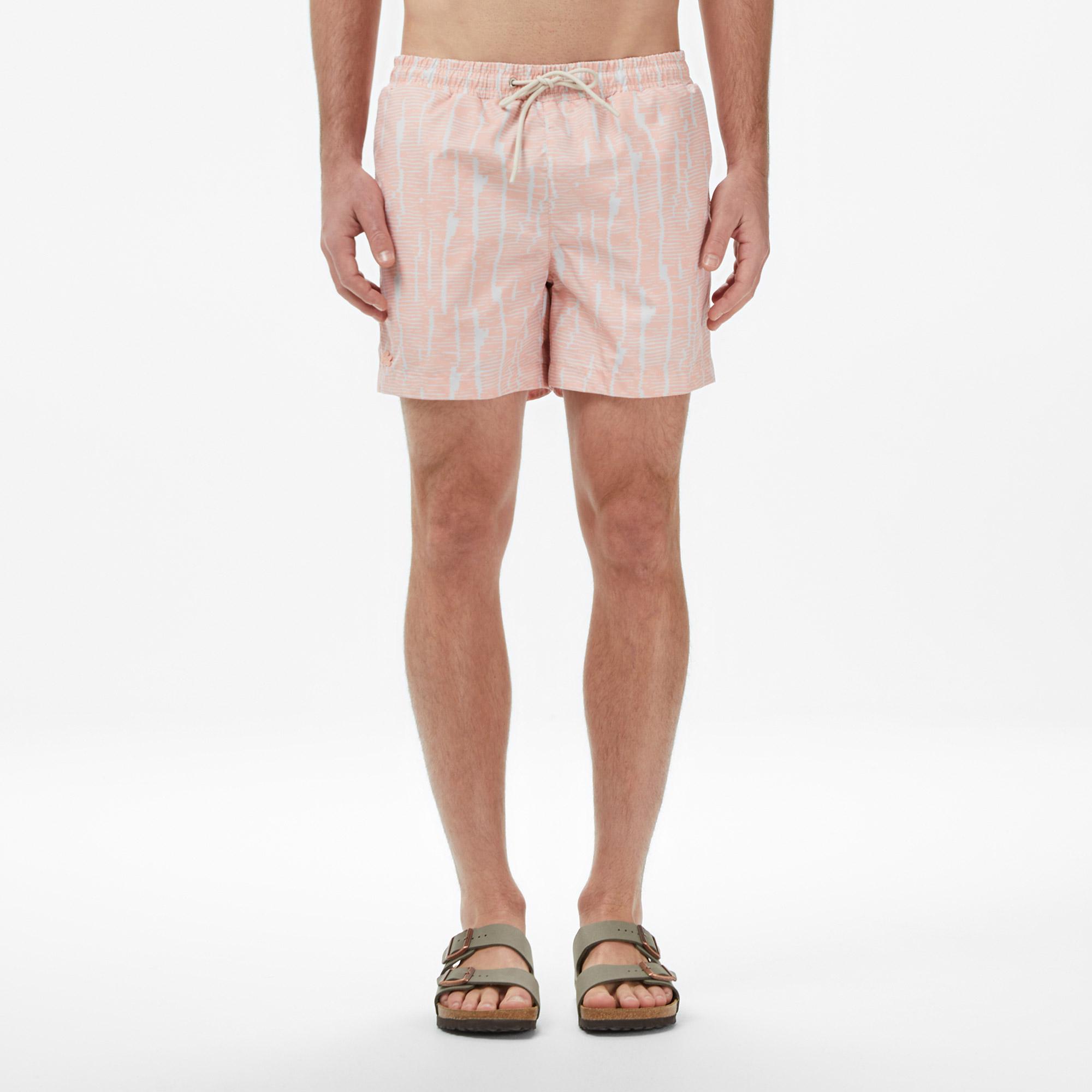 Lacoste Erkek Regular Fit Desenli Pembe Deniz Şortu
