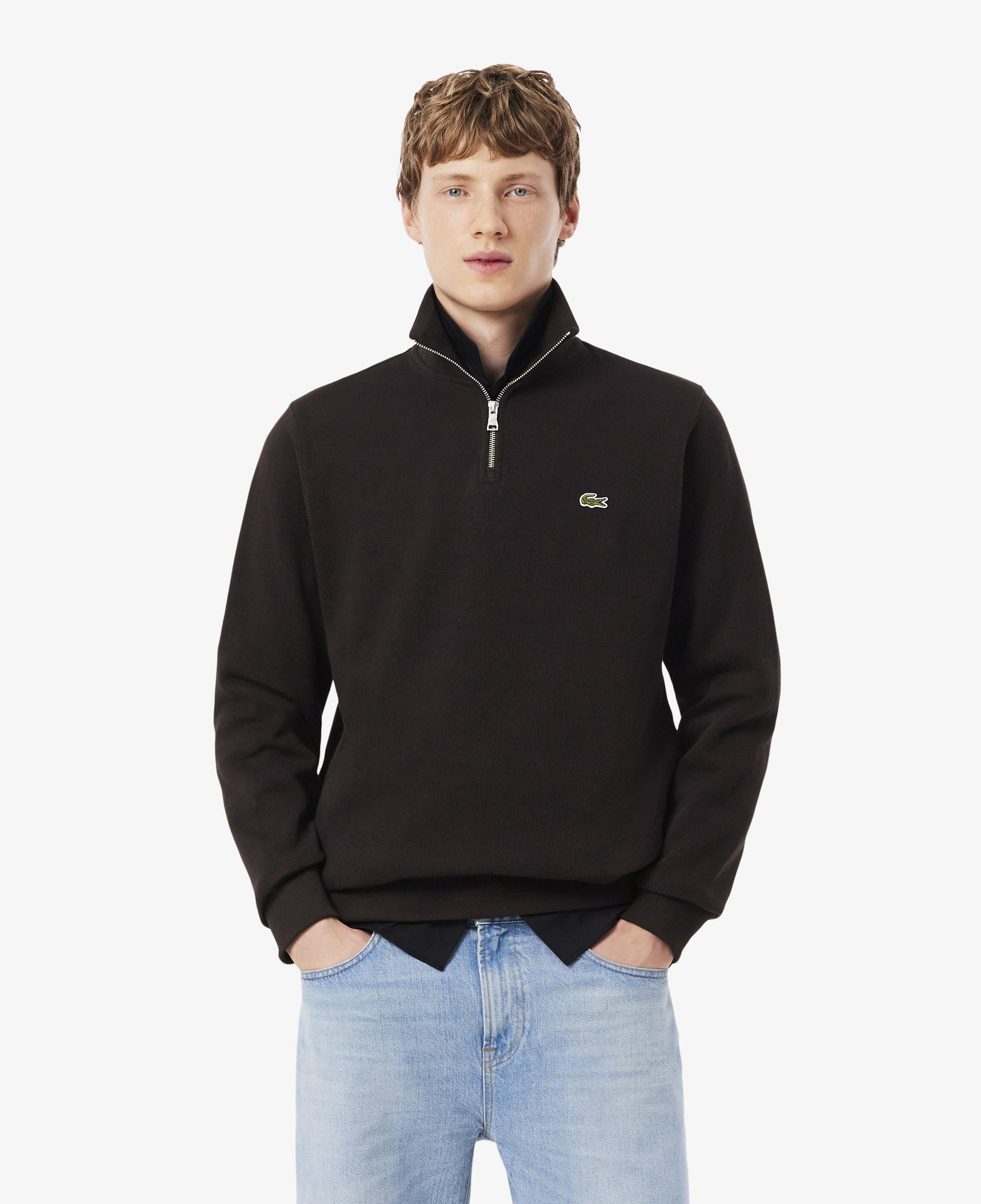 Lacoste Erkek Classic Fit Yarım Fermuarlı Kahverengi Sweatshirt
