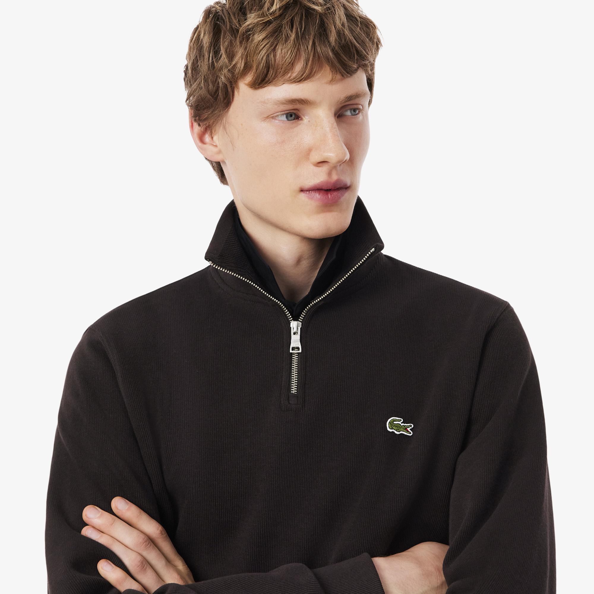 Lacoste Erkek Classic Fit Yarım Fermuarlı Kahverengi Sweatshirt