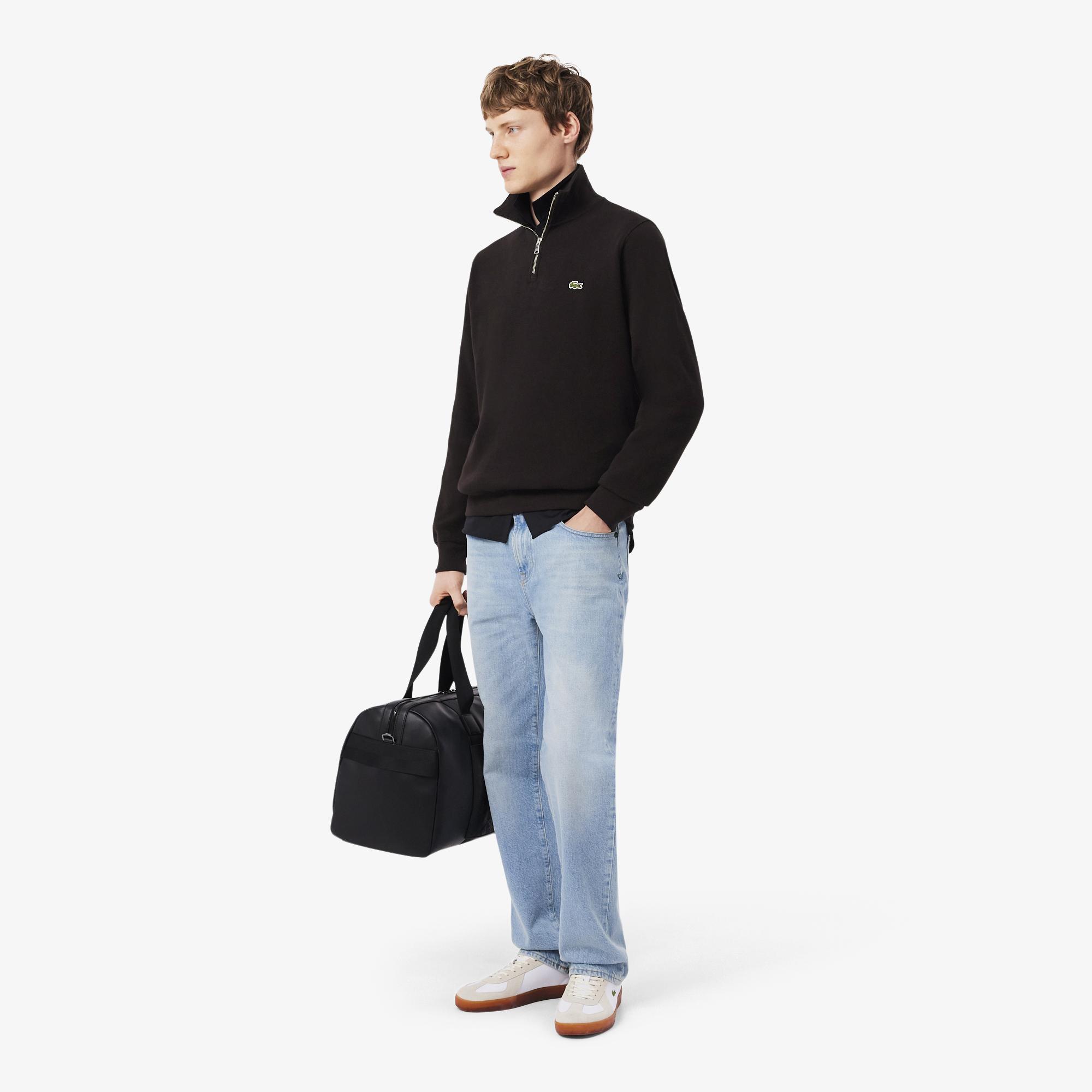 Lacoste Erkek Classic Fit Yarım Fermuarlı Kahverengi Sweatshirt