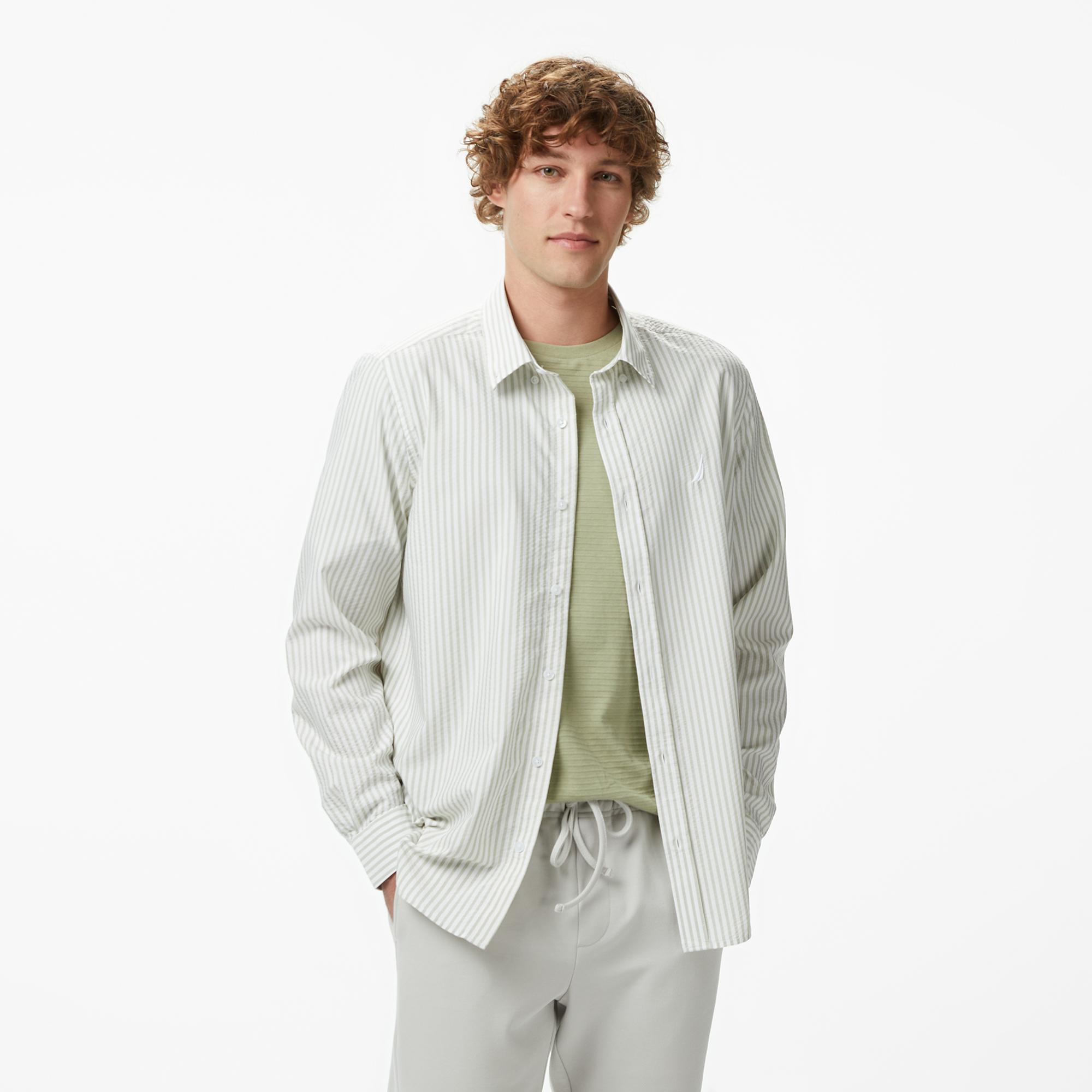 Nautica Erkek Yeşil Regular Fit Çizgili Gömlek