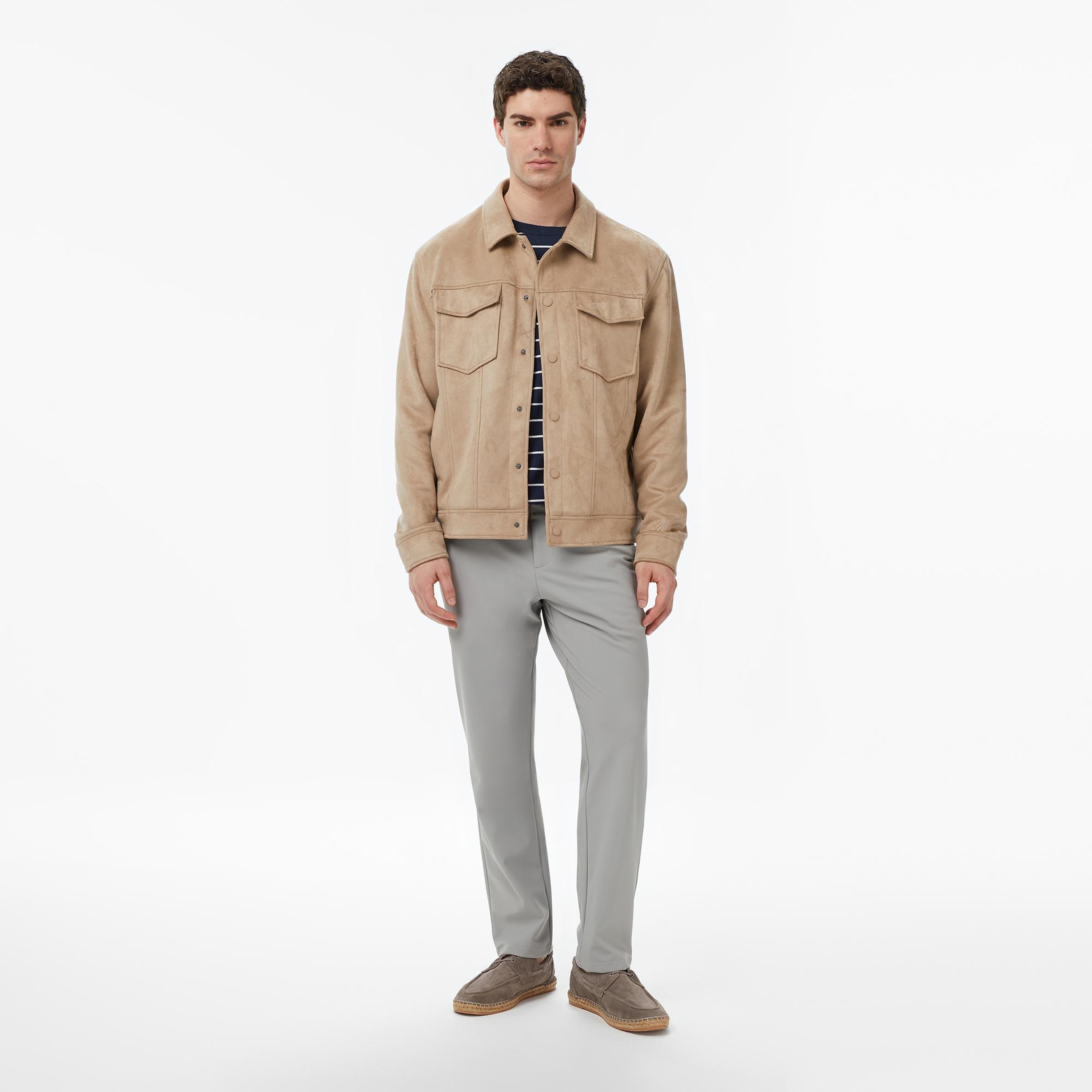 Nautica Erkek Bej Regular Fit Süet Ceket