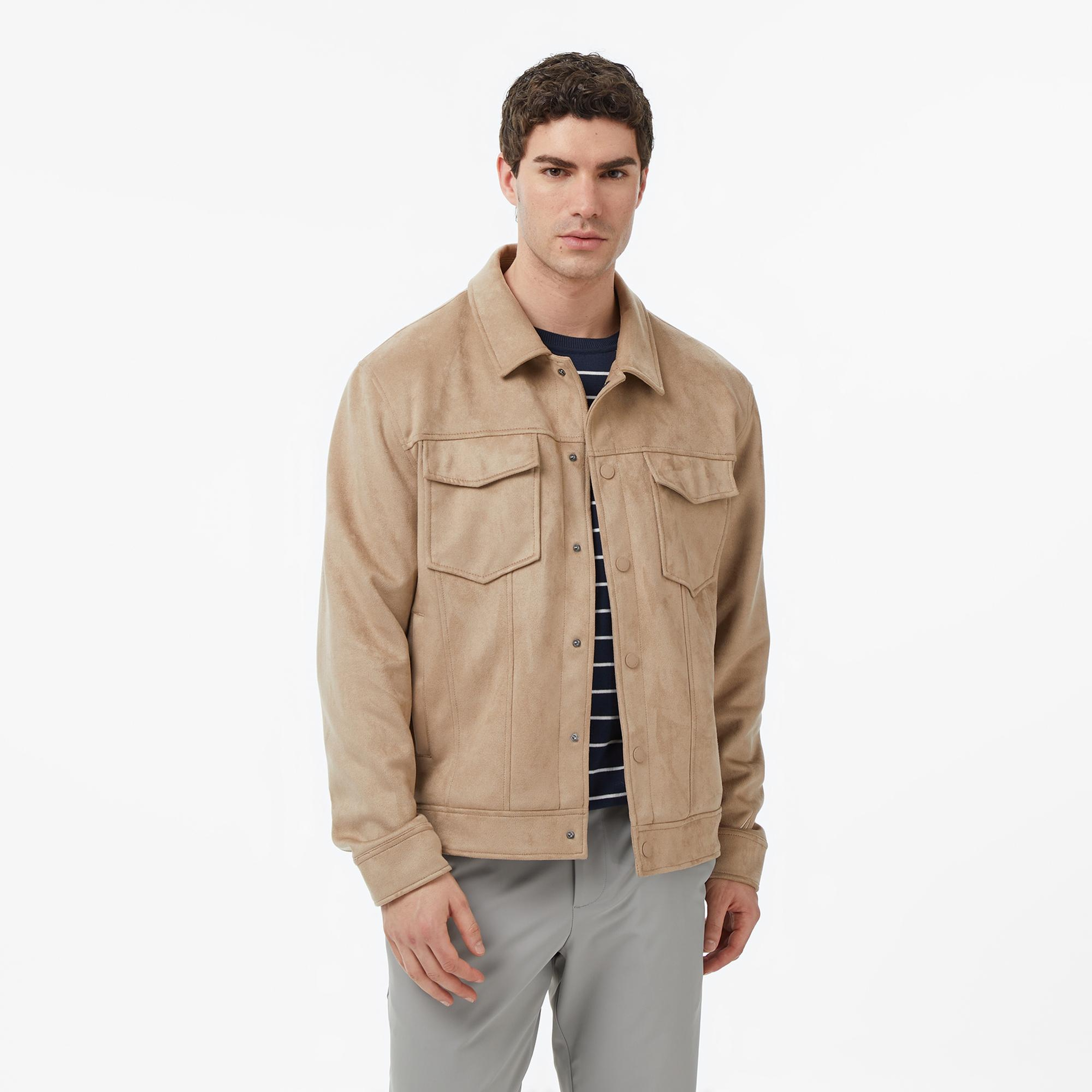 Nautica Erkek Bej Regular Fit Süet Ceket