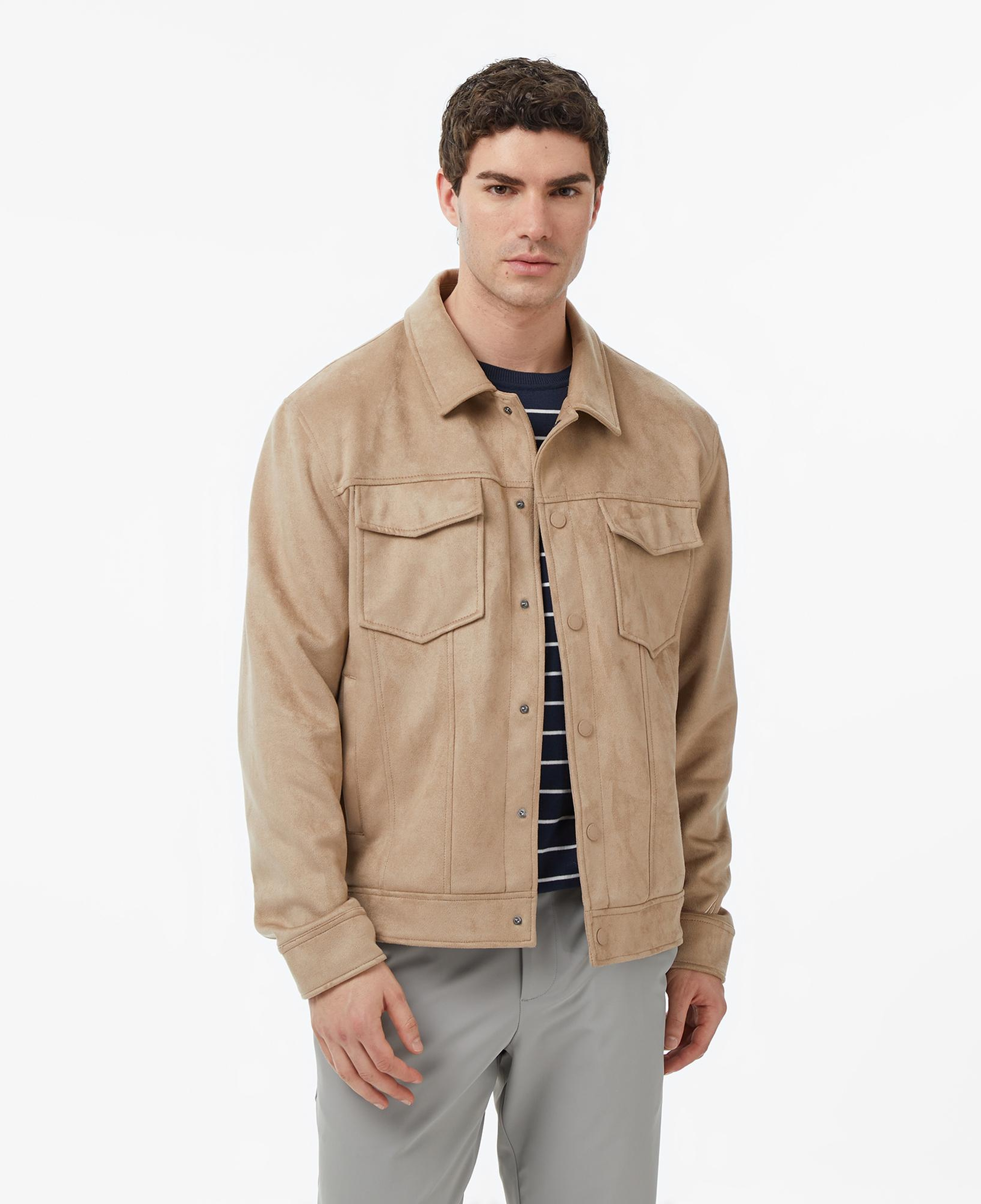 Nautica Erkek Bej Regular Fit Süet Ceket