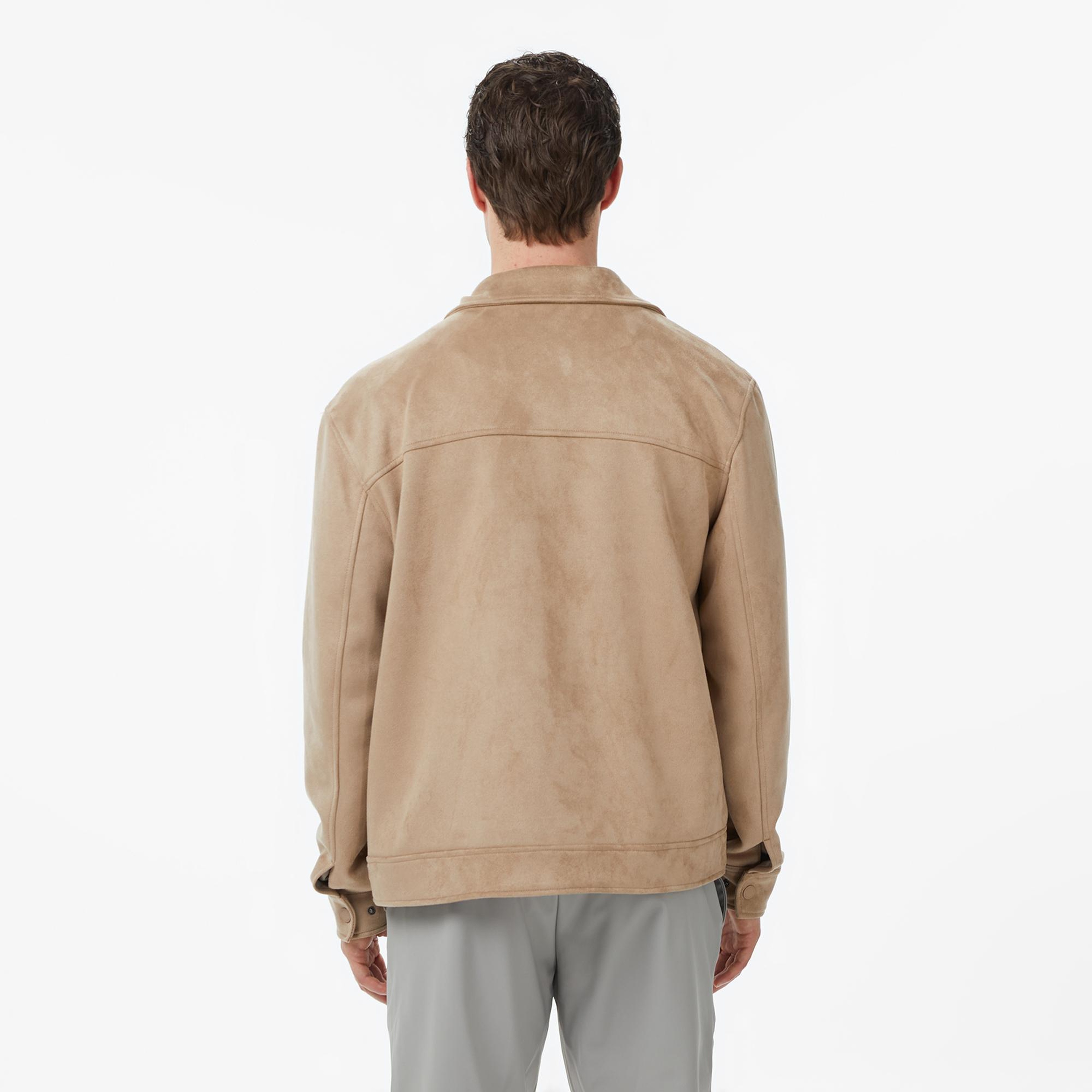 Nautica Erkek Bej Regular Fit Süet Ceket