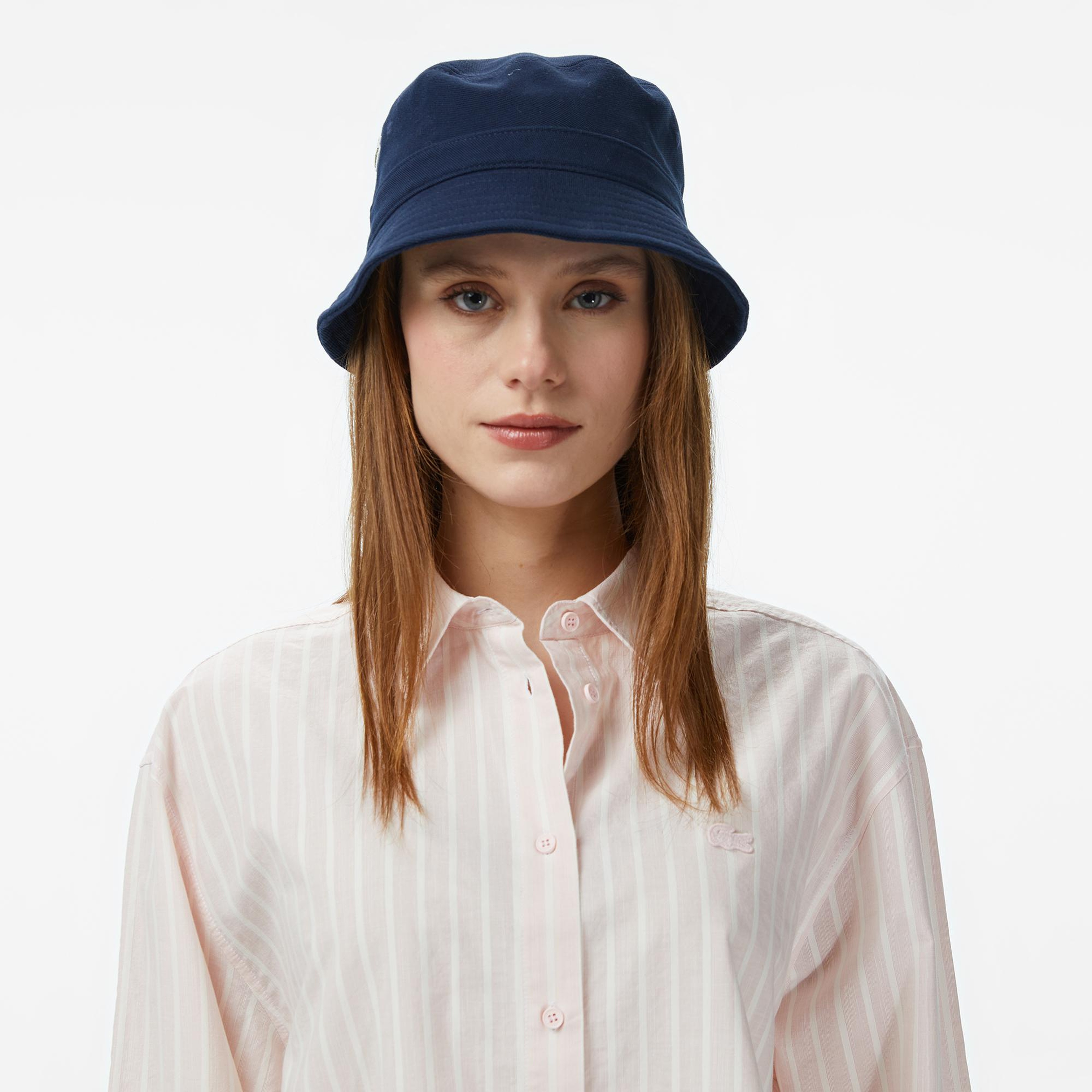 Lacoste Kadın Relaxed Fit Düğmeli Yaka Çizgili Açık Pembe Gömlek