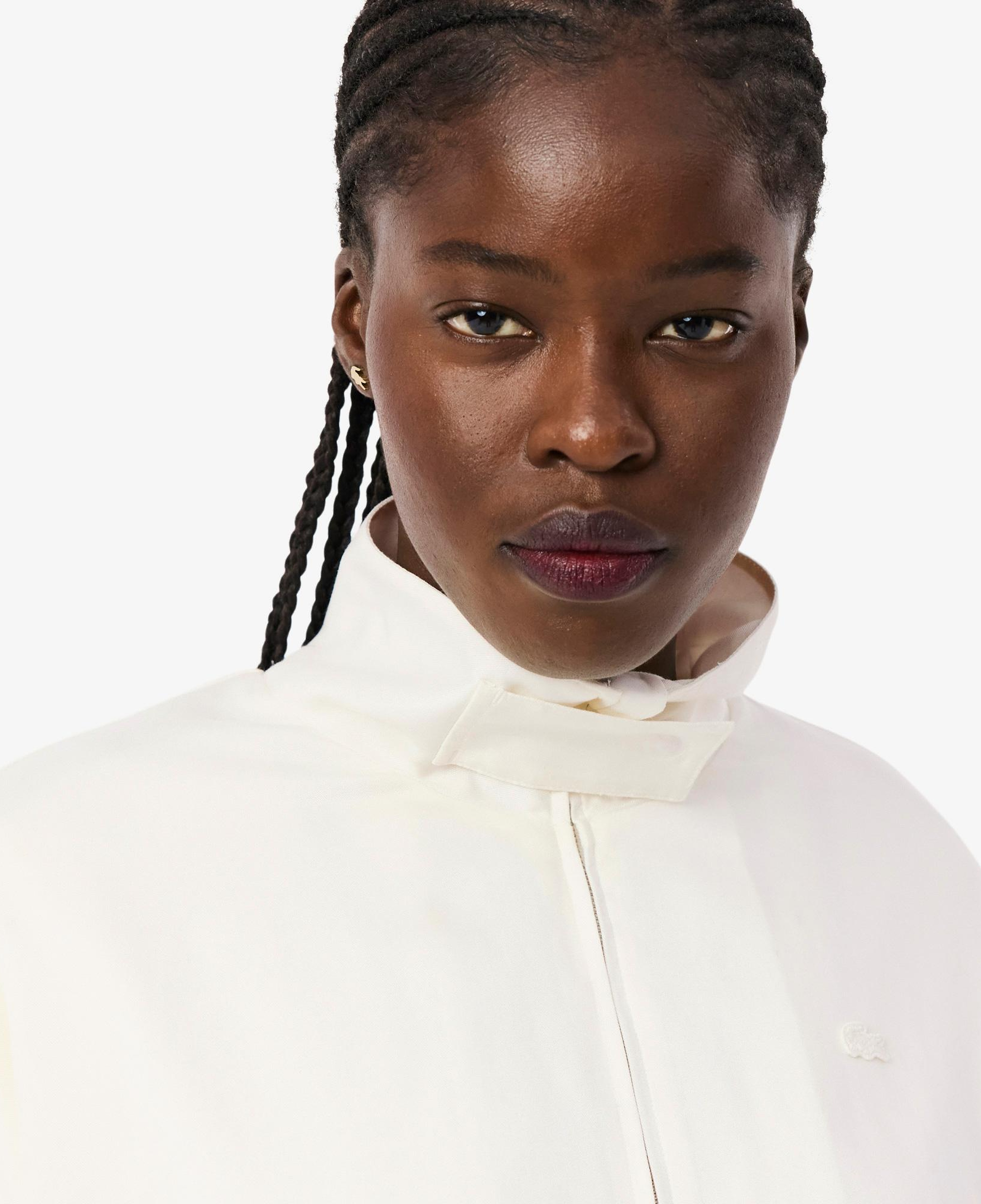 Lacoste Kadın Oversize Fit Dik Yaka Krem Ceket