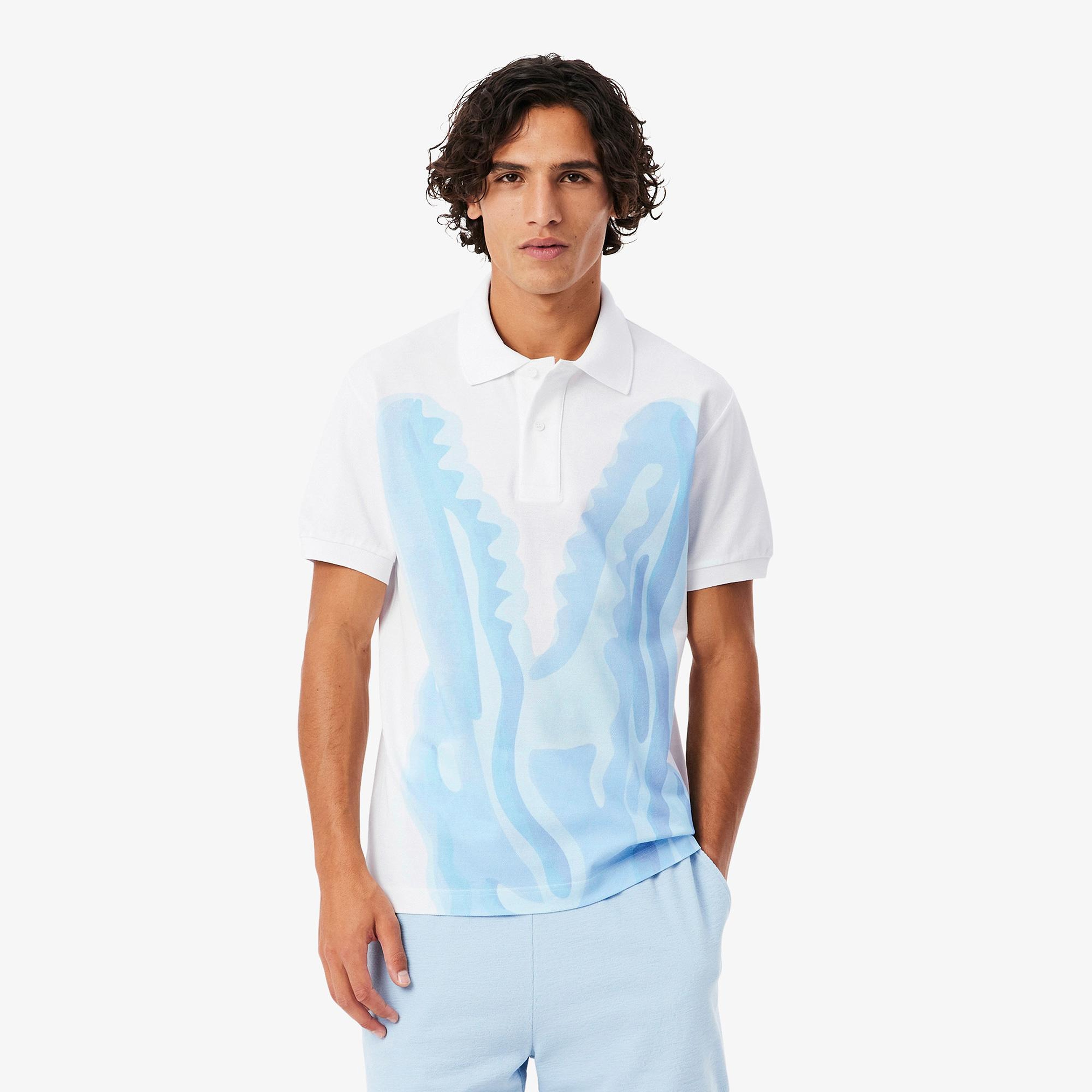 Lacoste Erkek Classic Fit Baskılı Beyaz Polo