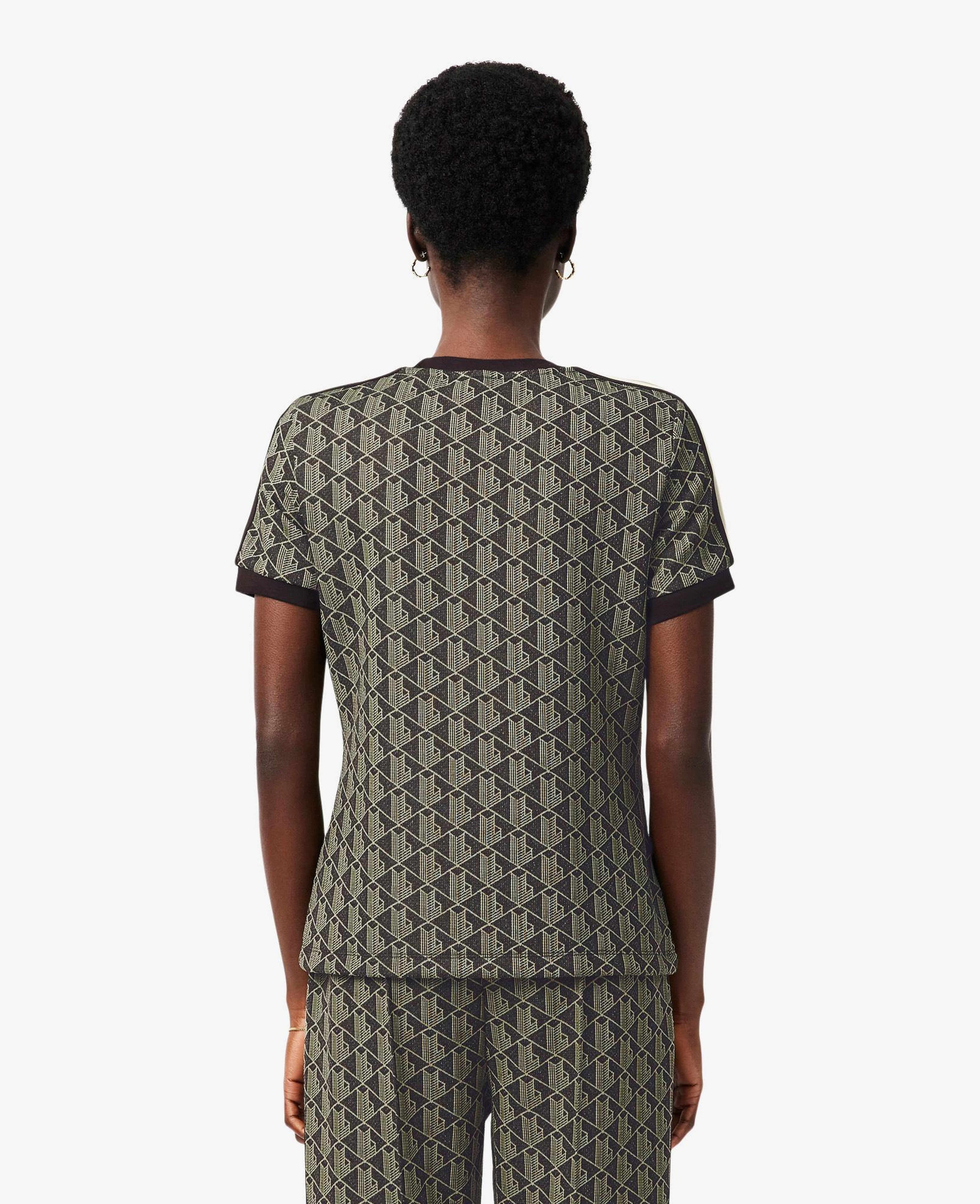 Lacoste Kadın Slim Fit Bisiklet Yaka Monogram Kahverengi T-Shirt