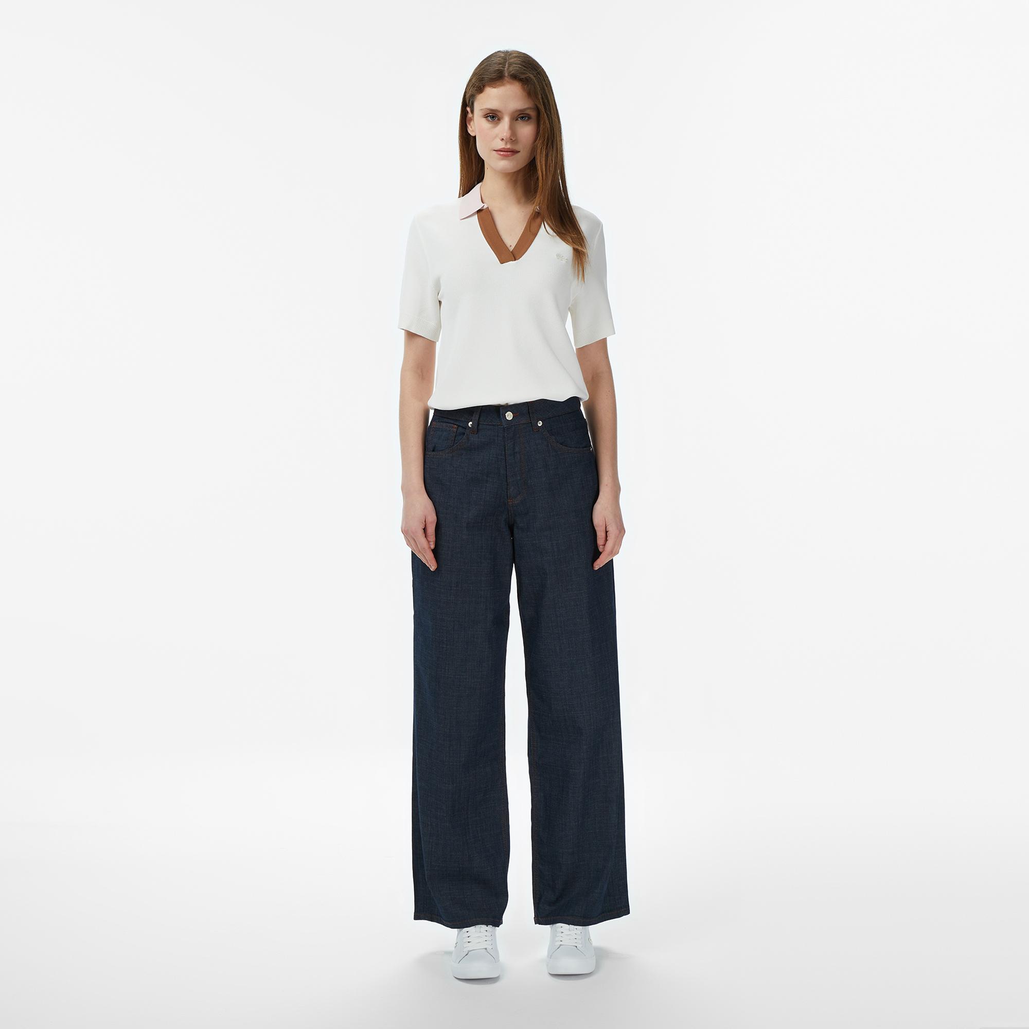 Lacoste Kadın Regular Fit Koyu Mavi Jean Pantolon