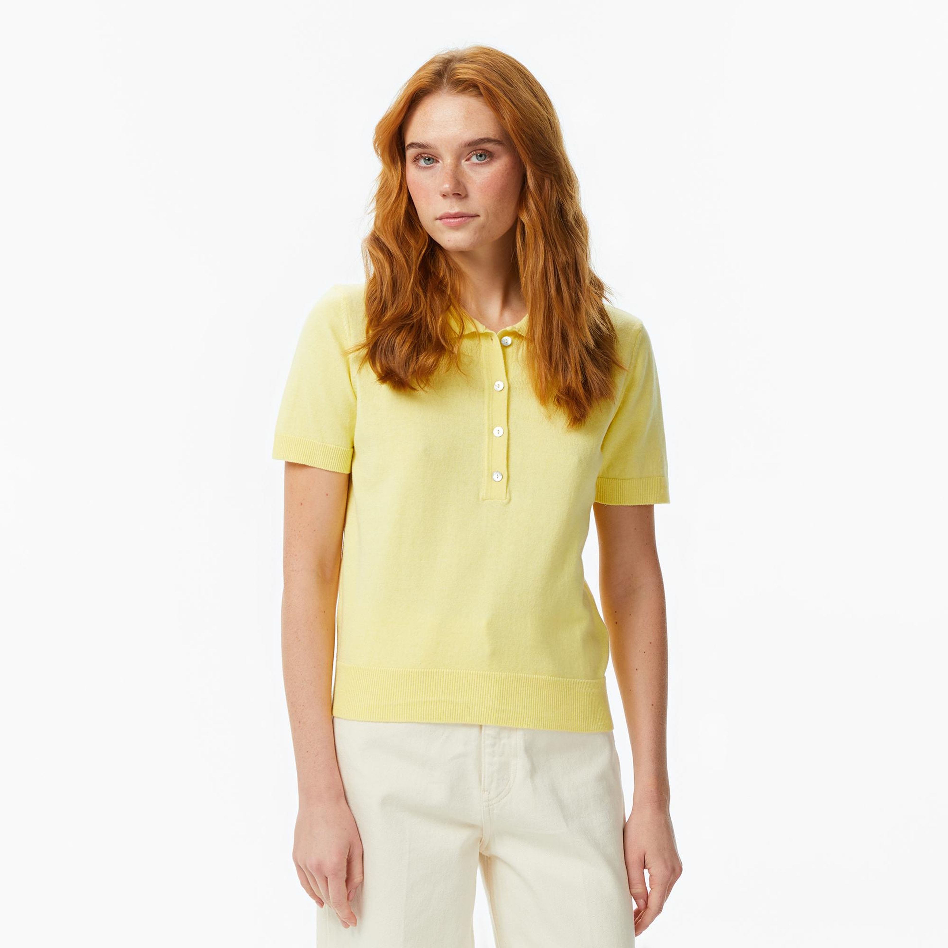 Nautica Kadın Sarı Regular Fit Triko Polo Yaka T-Shirt