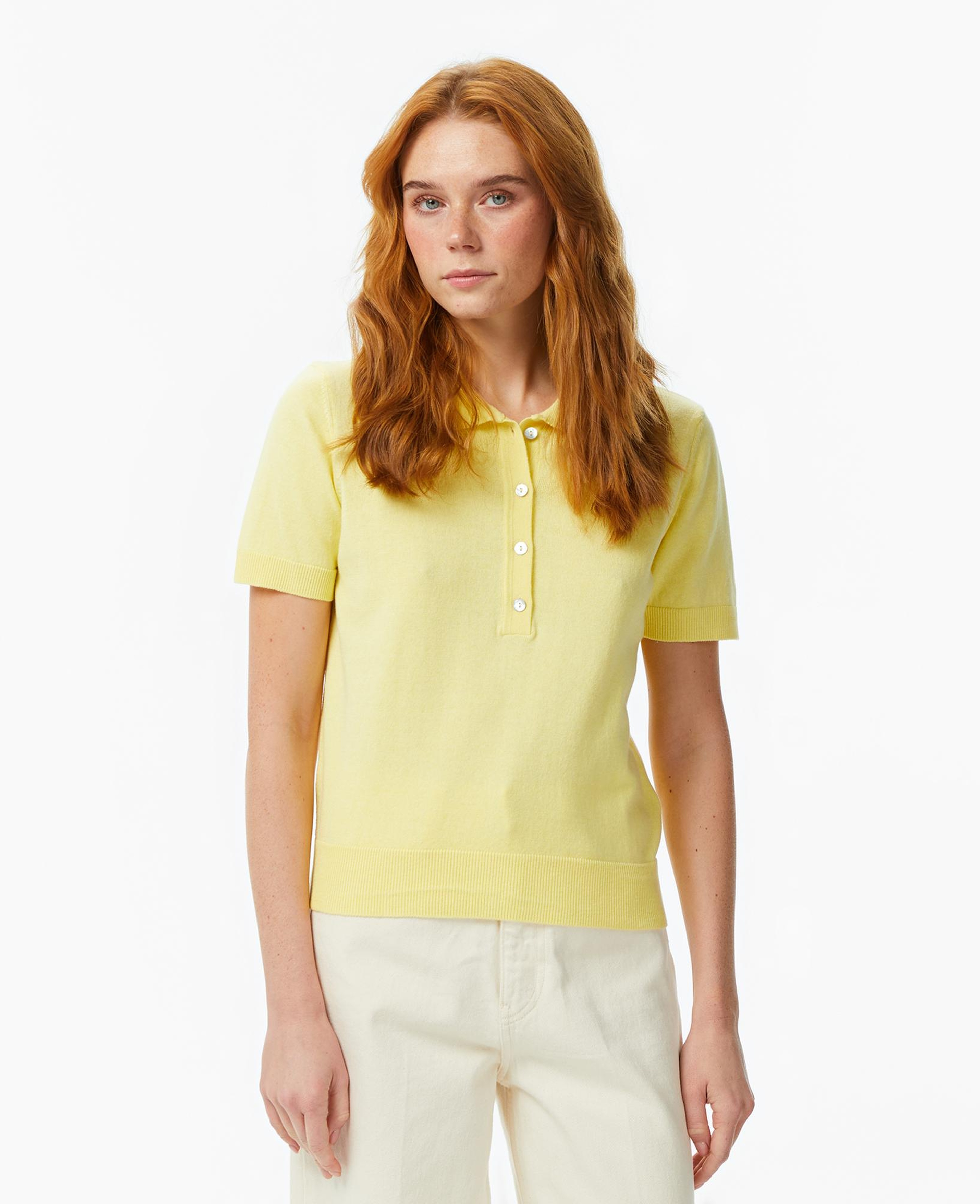 Nautica Kadın Sarı Regular Fit Triko Polo Yaka T-Shirt