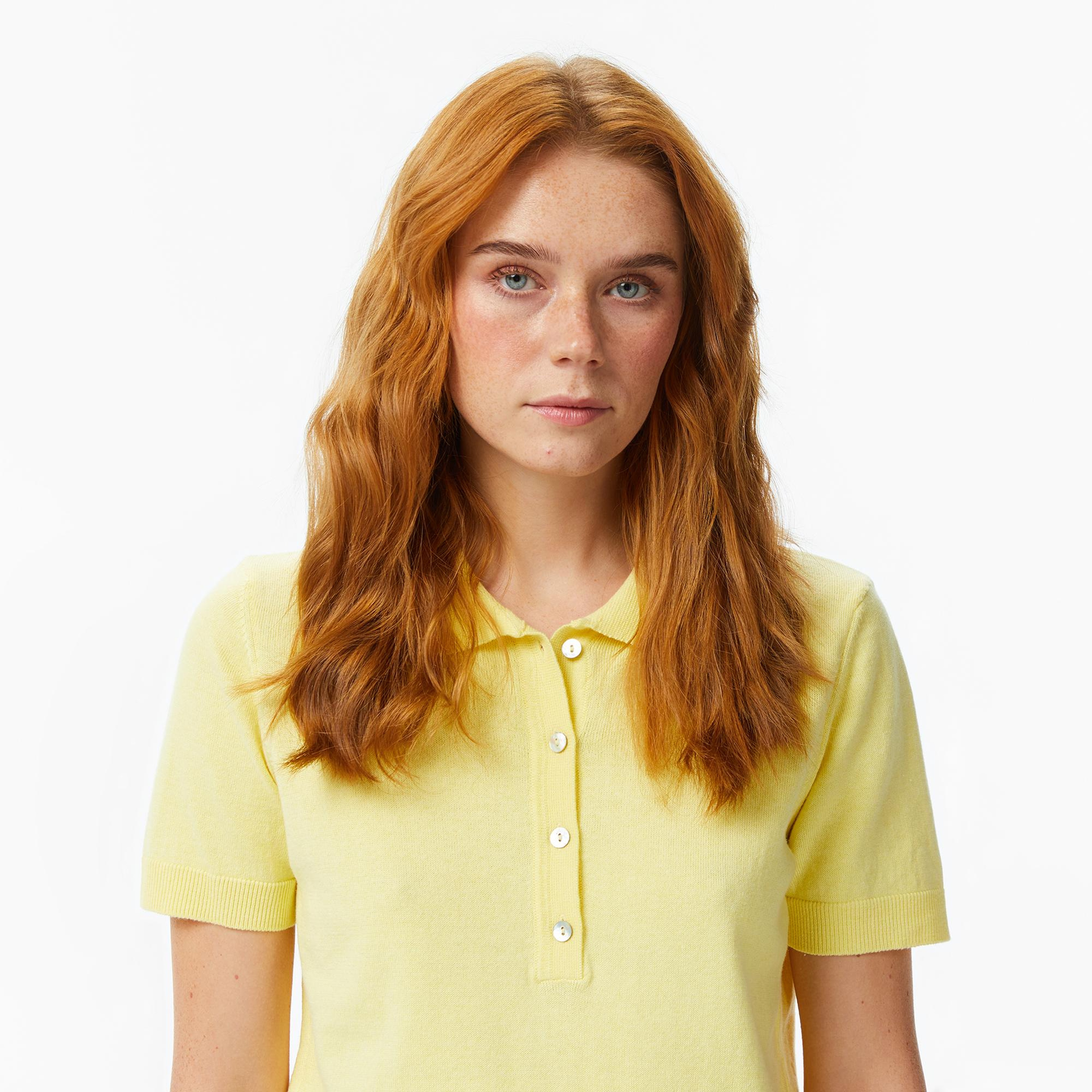 Nautica Kadın Sarı Regular Fit Triko Polo Yaka T-Shirt