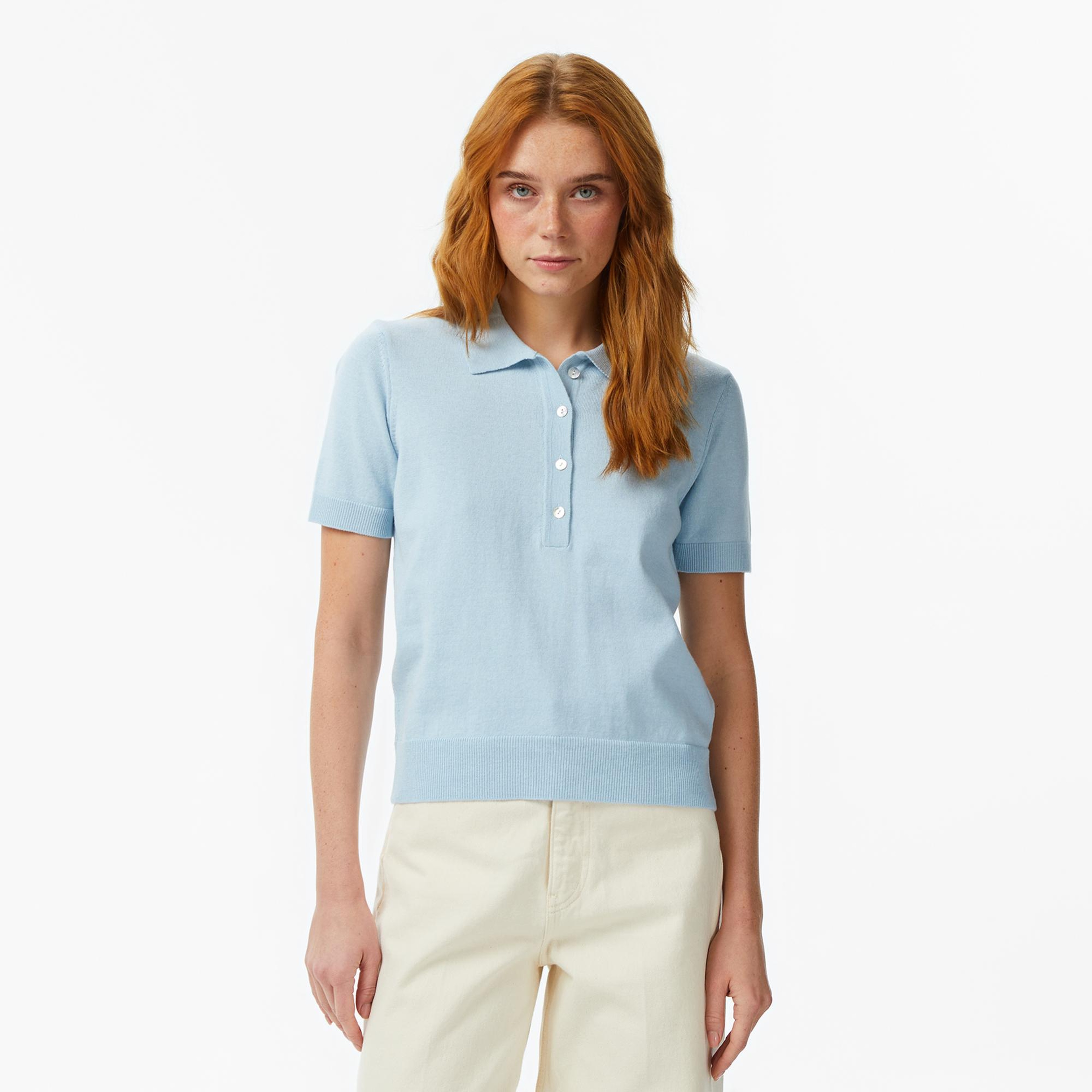 Nautica Kadın Mavi Regular Fit Triko Polo Yaka T-Shirt