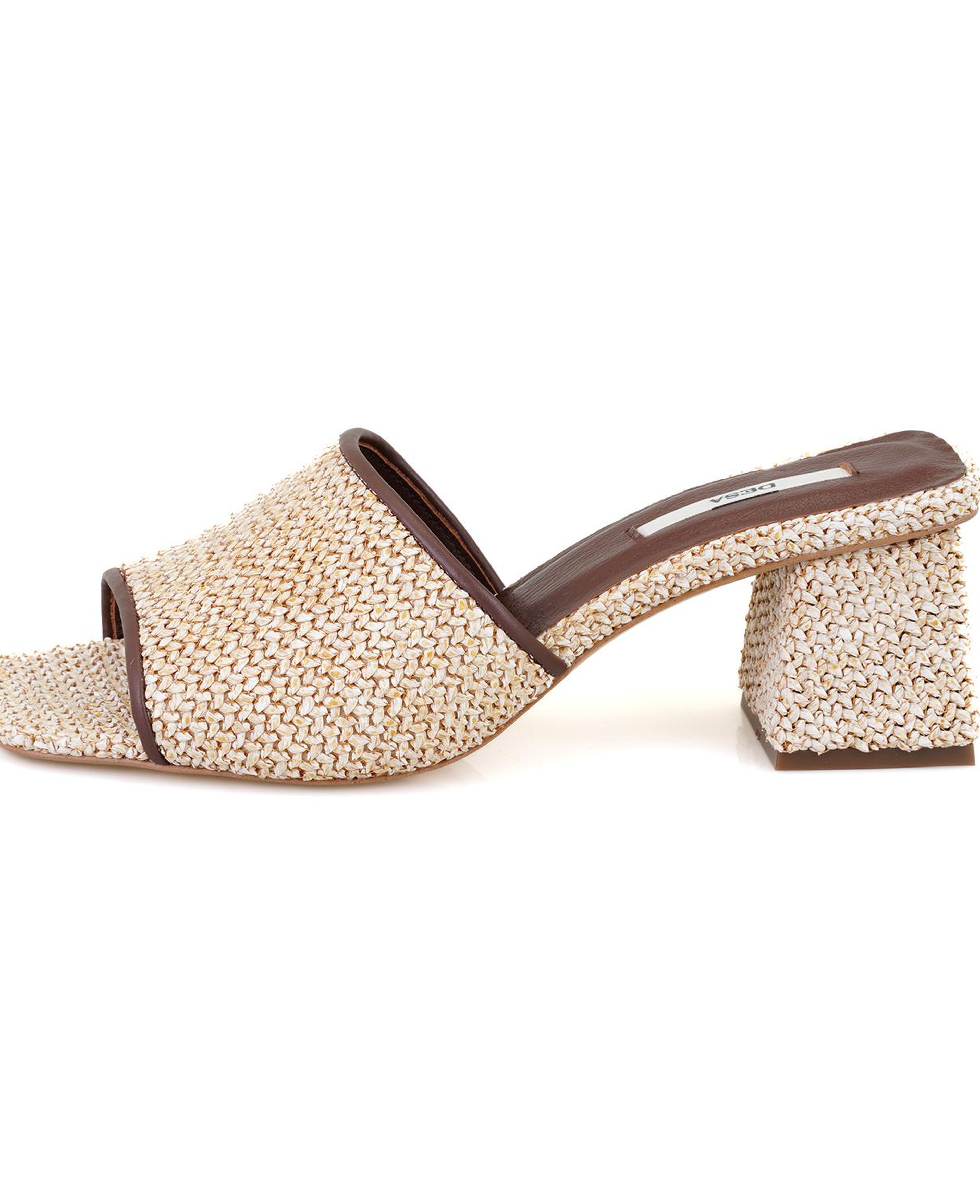 Kadın Kahve Topuklu Hasır Terlik
