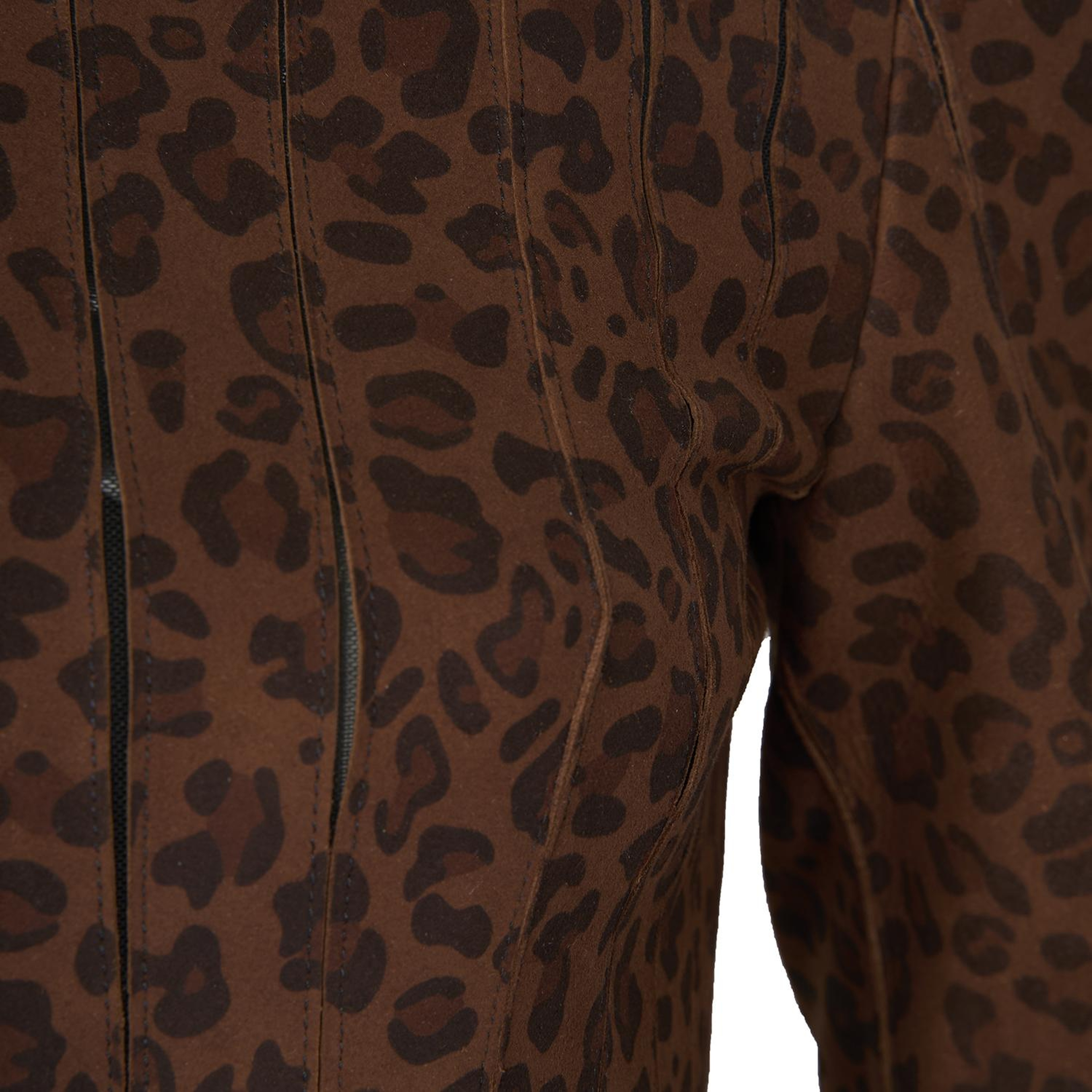 Deundria Leopar Kadın Panelli Fit Süet Ceket