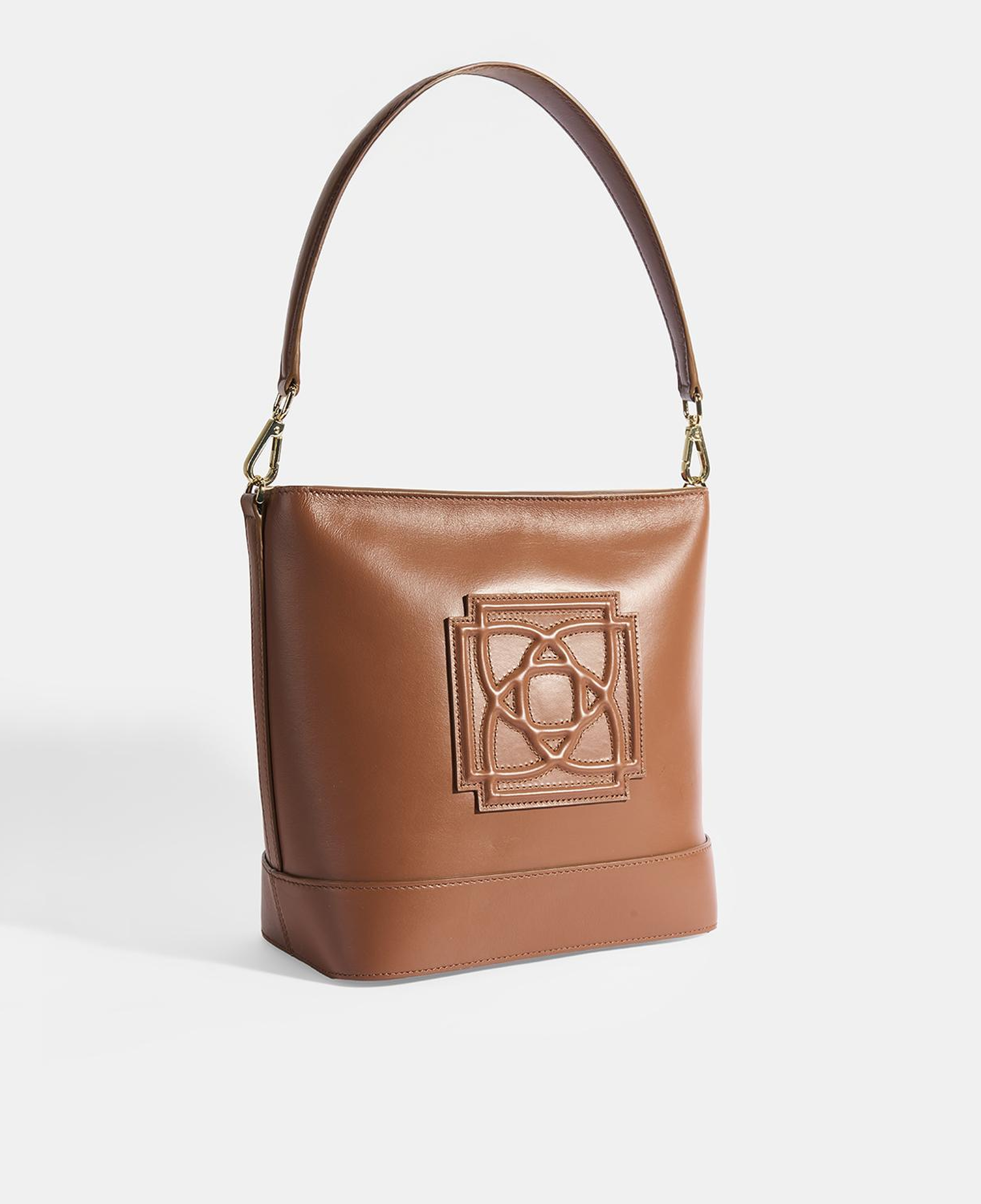 Kadın Kahve Monogram Logolu Deri Omuz Çantası