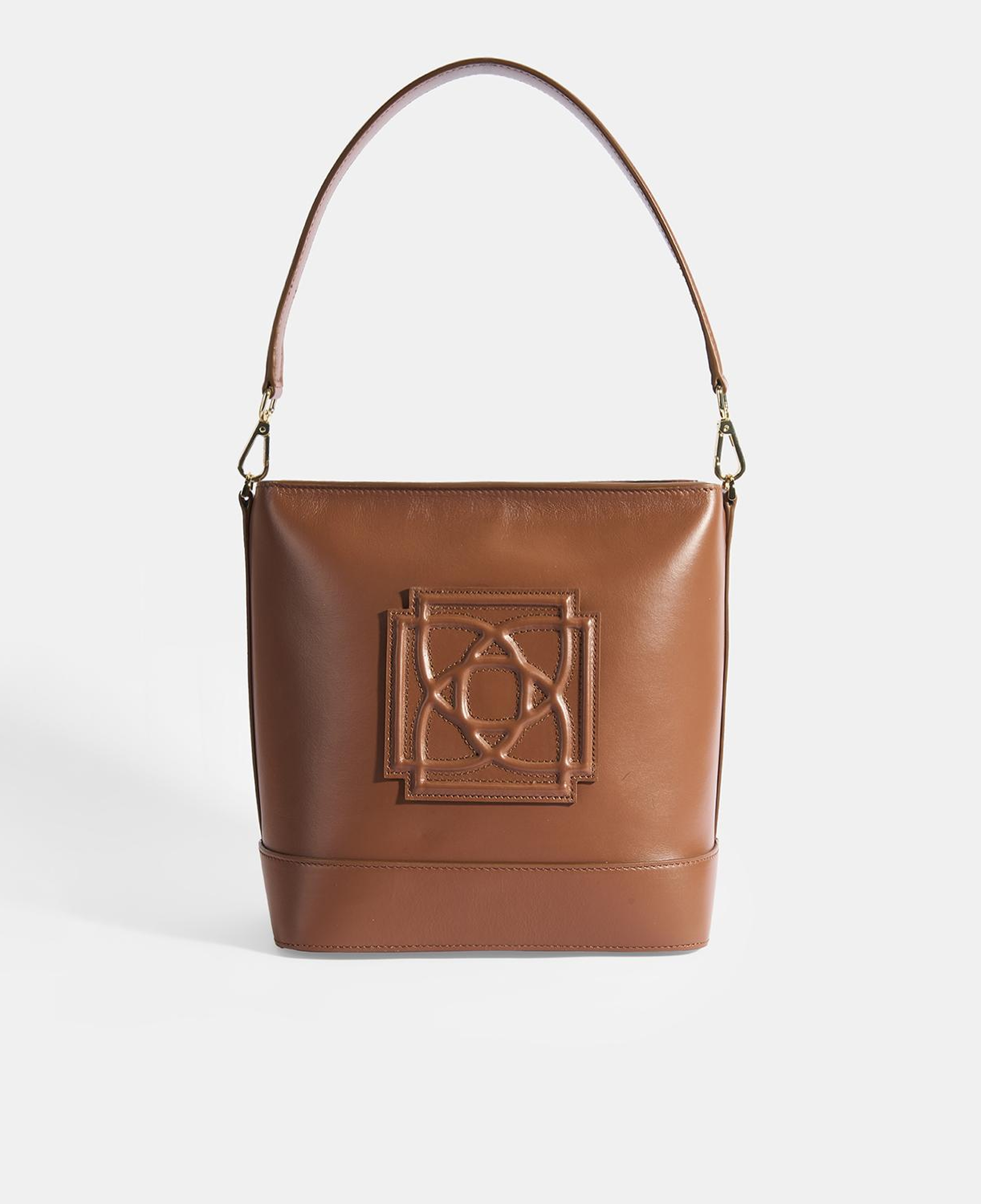 Kadın Kahve Monogram Logolu Deri Omuz Çantası