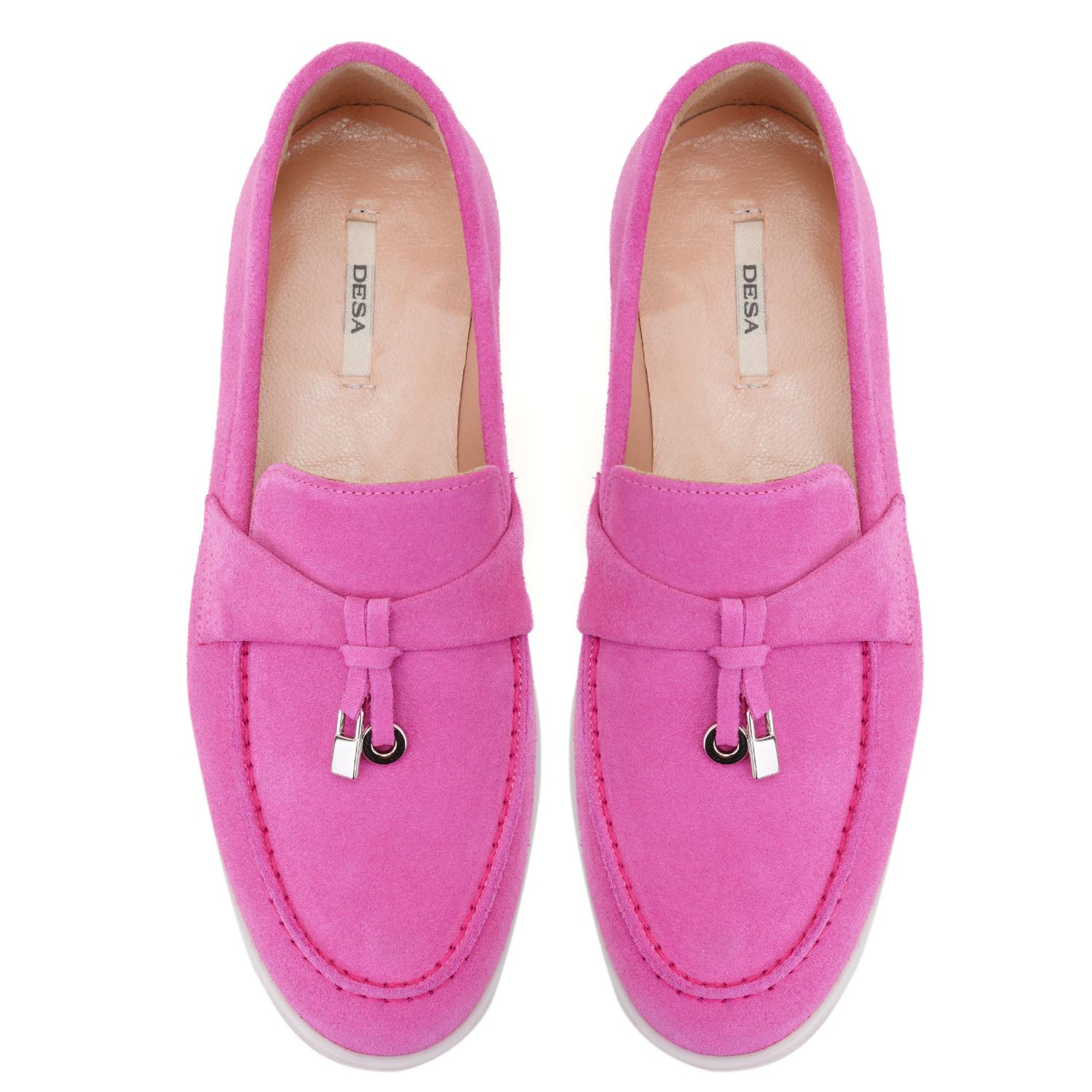 Kadın Pembe Süet Deri Loafer